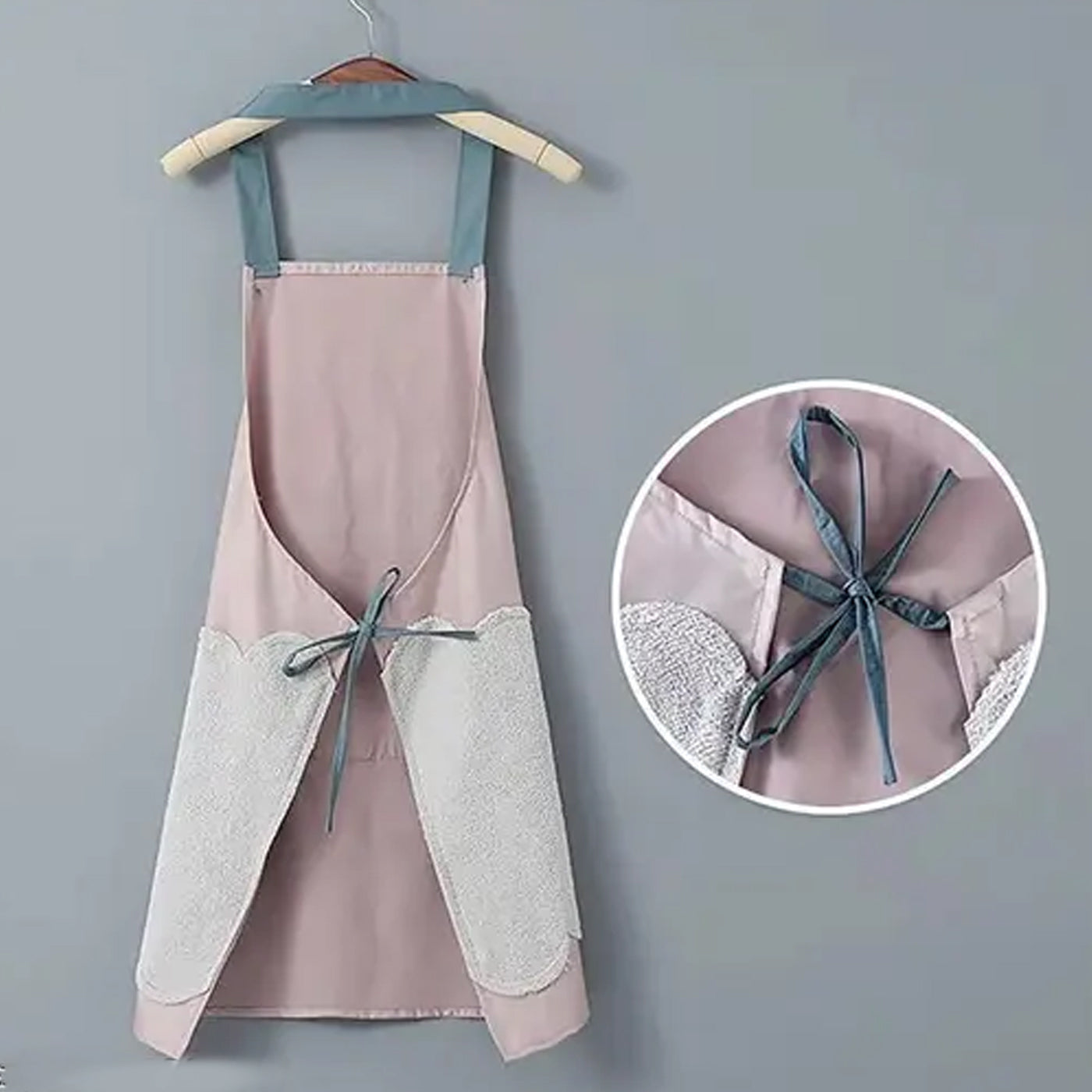 Waterproof Cooking Apron | Unisex Adjustable Apron with Front Pocket and Neck Strap | Side Coral Velvet Hands Towel for Kitchen, Cooking, Restaurant