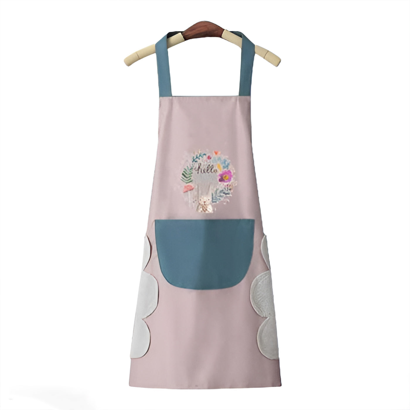 Waterproof Cooking Apron | Unisex Adjustable Apron with Front Pocket and Neck Strap | Side Coral Velvet Hands Towel for Kitchen, Cooking, Restaurant