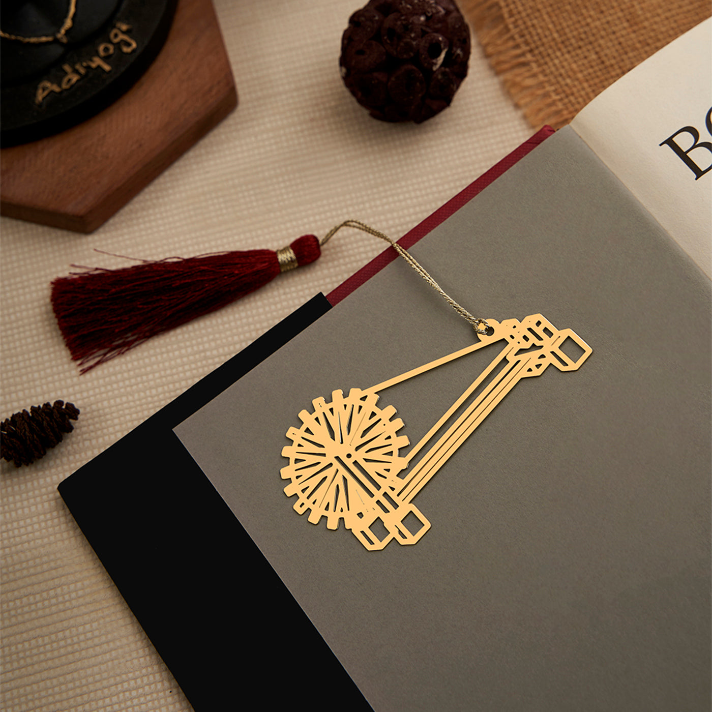 Brass Charkha Design Bookmark