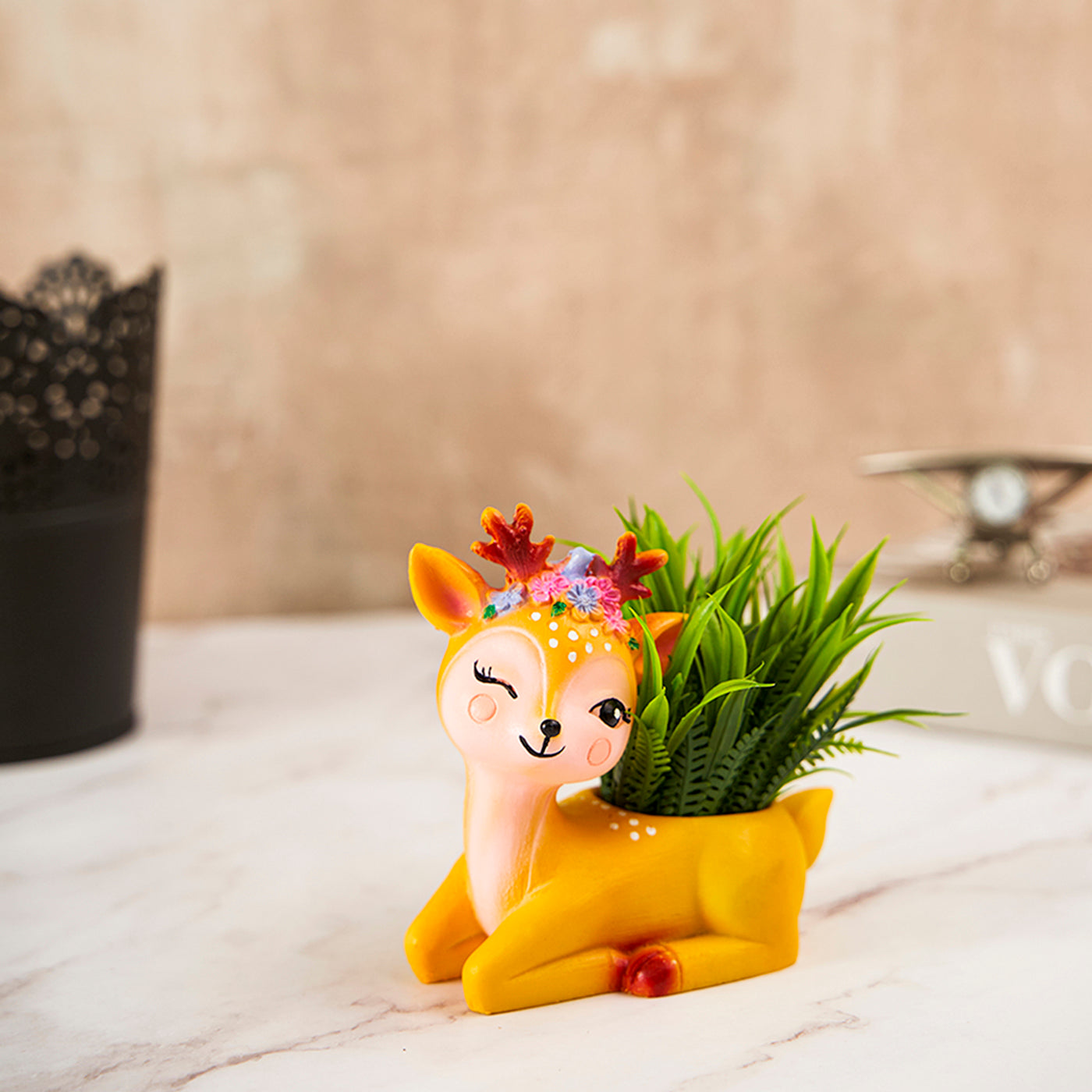 Giraffe And Cute Girl Succulent Planter For Home Garden Office Desktop