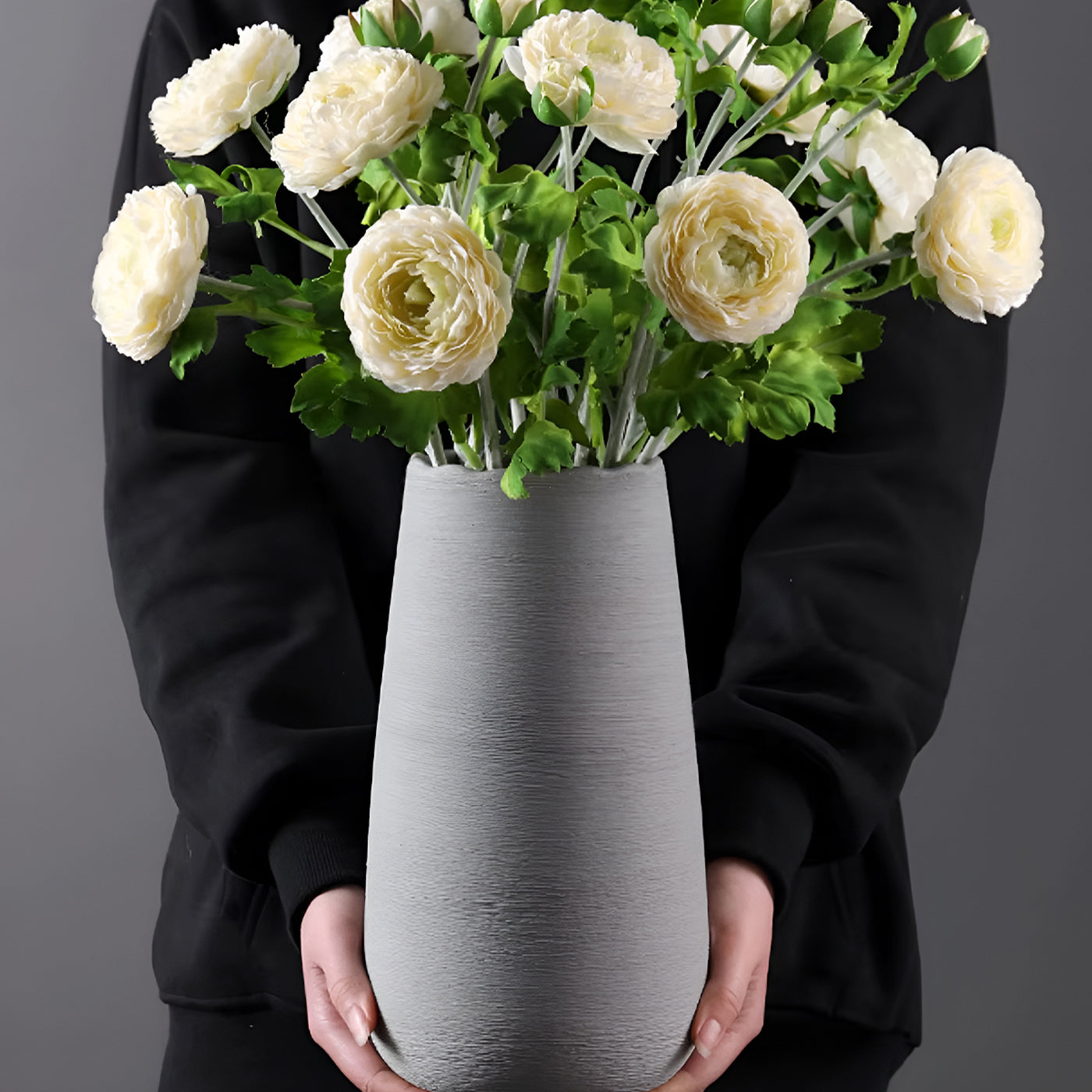 Plastic Flower Vases for Home Decor, Bedroom, Centrepiece Living Room, Office Decoration (Grey)