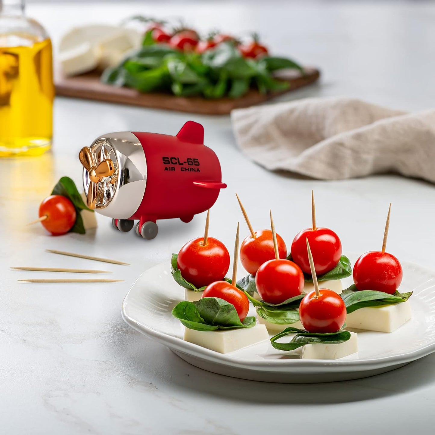 Plastic Toothpick Dispenser with 350 Toothpicks for Kitchen & Restaurant (Red)