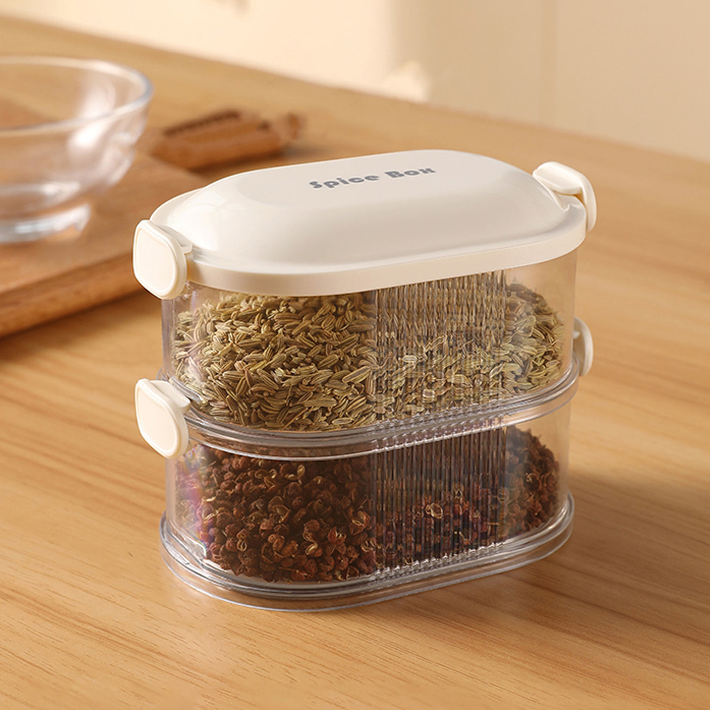 Airtight 2-Layer Spice Storage Box | Masala Containers for Kitchen Organization