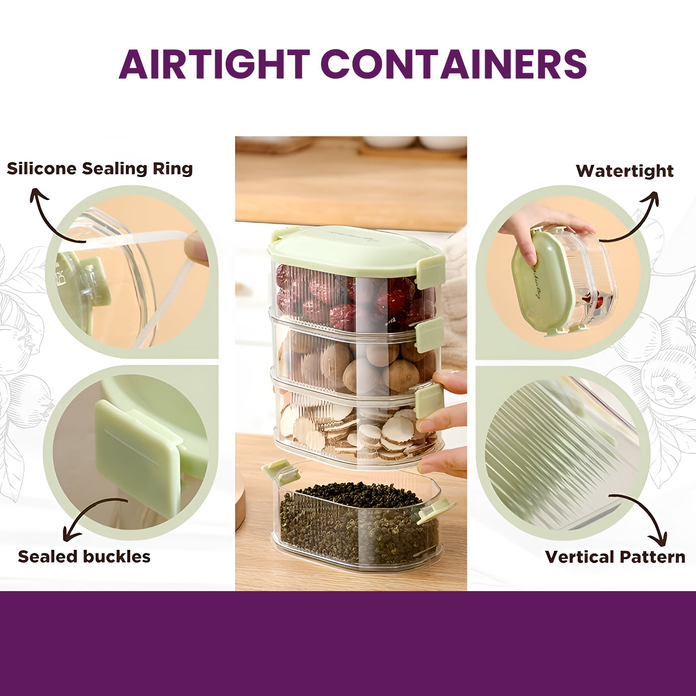 Airtight 4-Layer Spice Storage Box | Masala Containers for Kitchen Organization