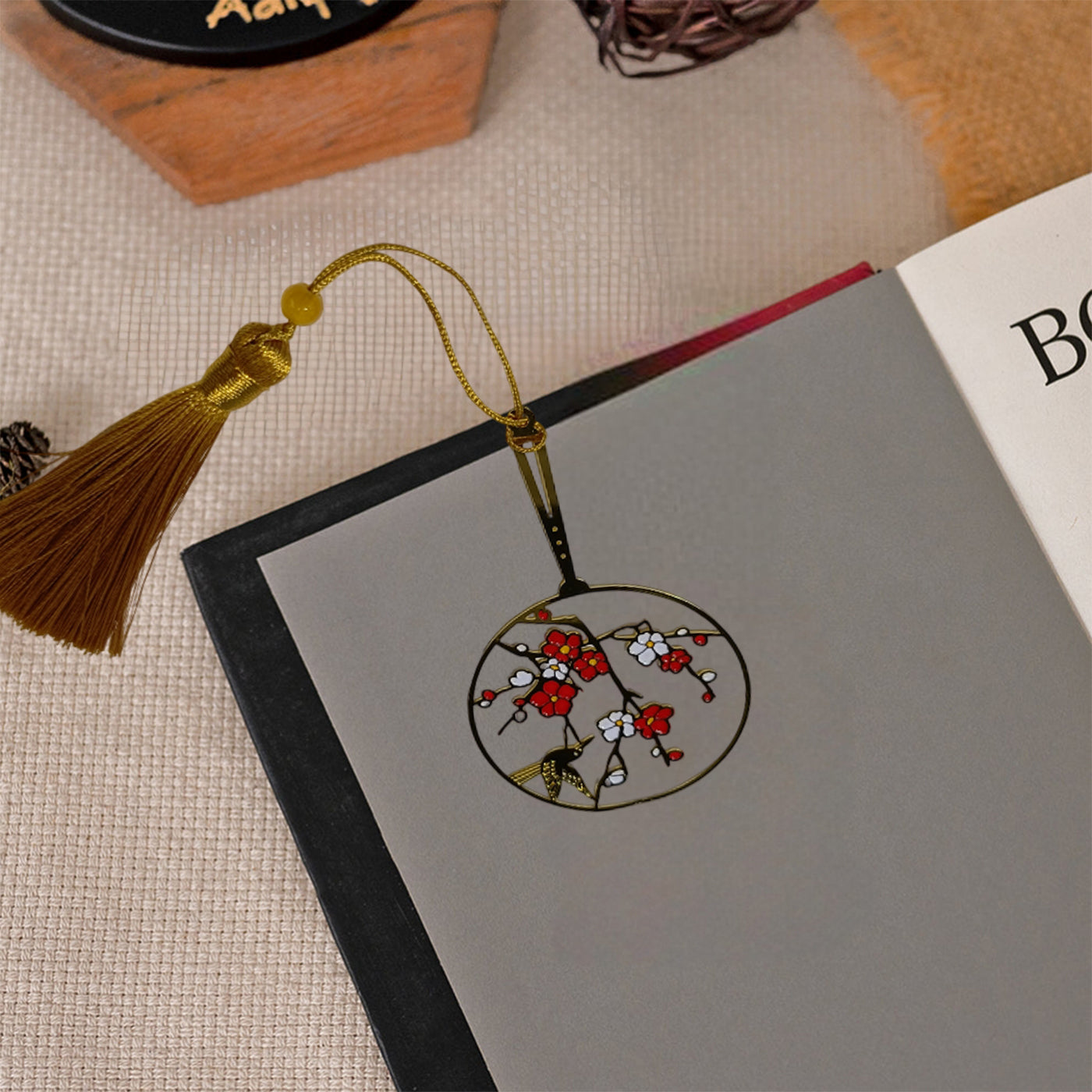 Brass Bookmarks Handcrafted Flower Design Multicolor Bookmark with Tassel Gift for Teachers, Readers , Book Lovers, Student