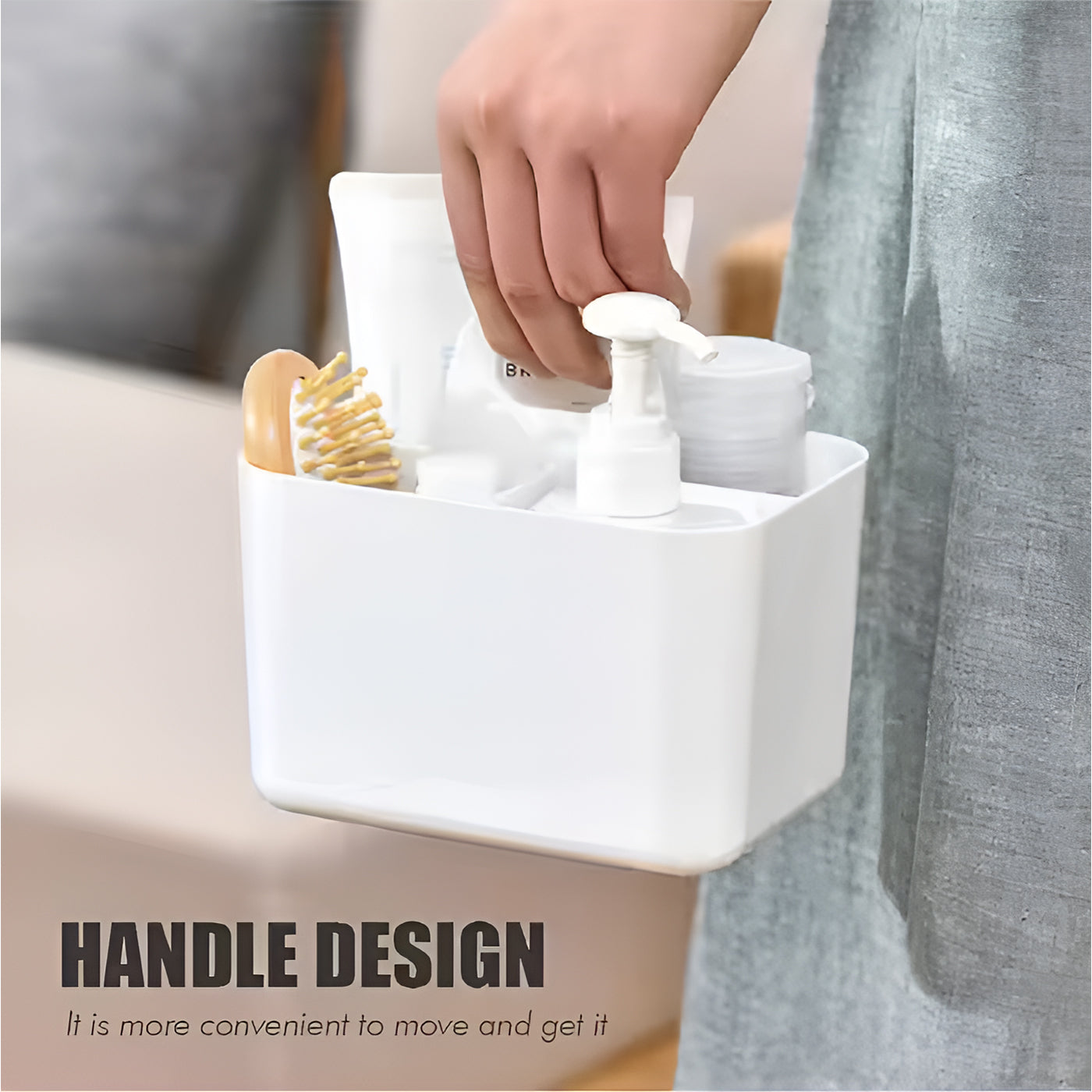 Multi-functional Plastic Desk and Bathroom Organizer 4 Compartments for Cosmetics, Pens, Pencils, and Toothpaste