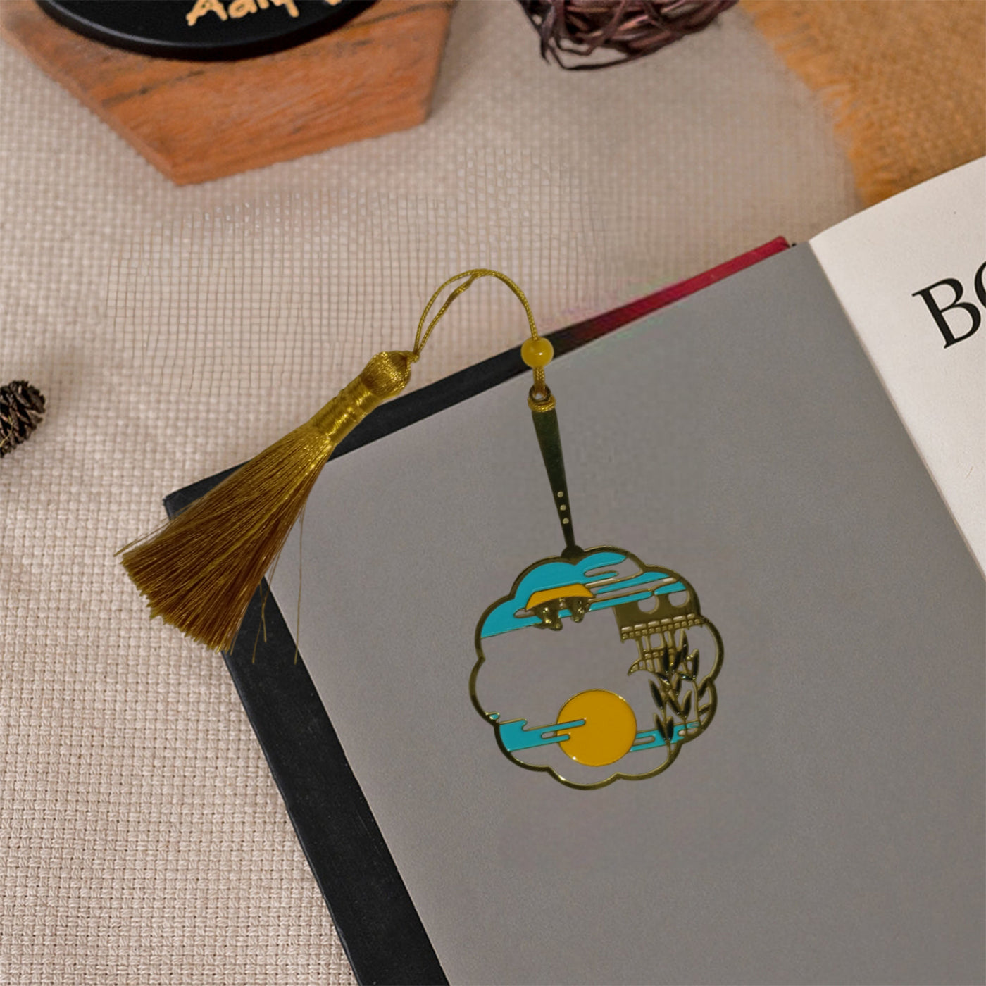 Brass Bookmarks Handcrafted Sun Design Multicolor Bookmark with Tassel Gift for Teachers, Readers , Book Lovers, Student