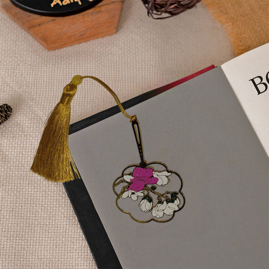 Brass Bookmarks Handcrafted Flower Design Multicolor Bookmark with Tassel Gift for Teachers, Readers , Book Lovers, Student