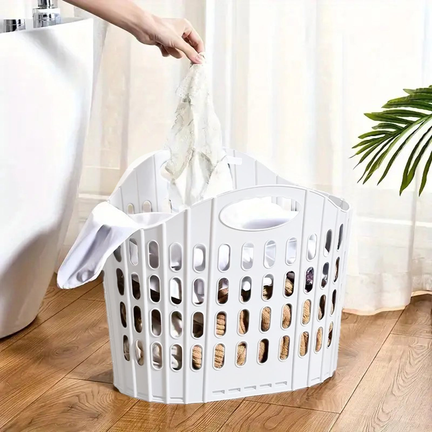 Plastic Foldable Laundry Basket for Clothes with Handle | Laundry Bag for Bathroom | Washing Clothes Storage Basket | Toy Storage Basket