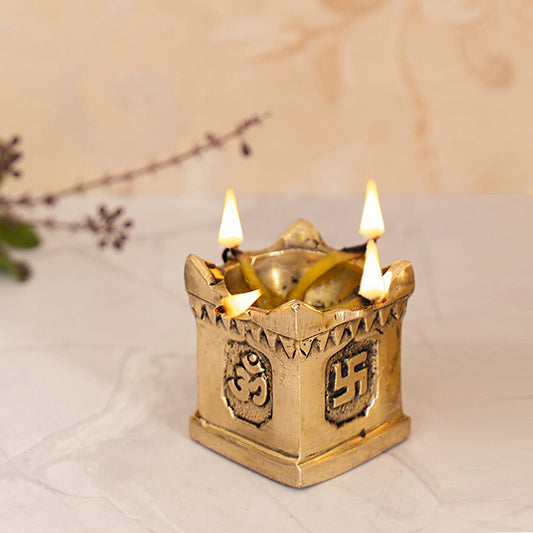 Brass Handcrafted Tulsi Diya For Home Temple Office Puja