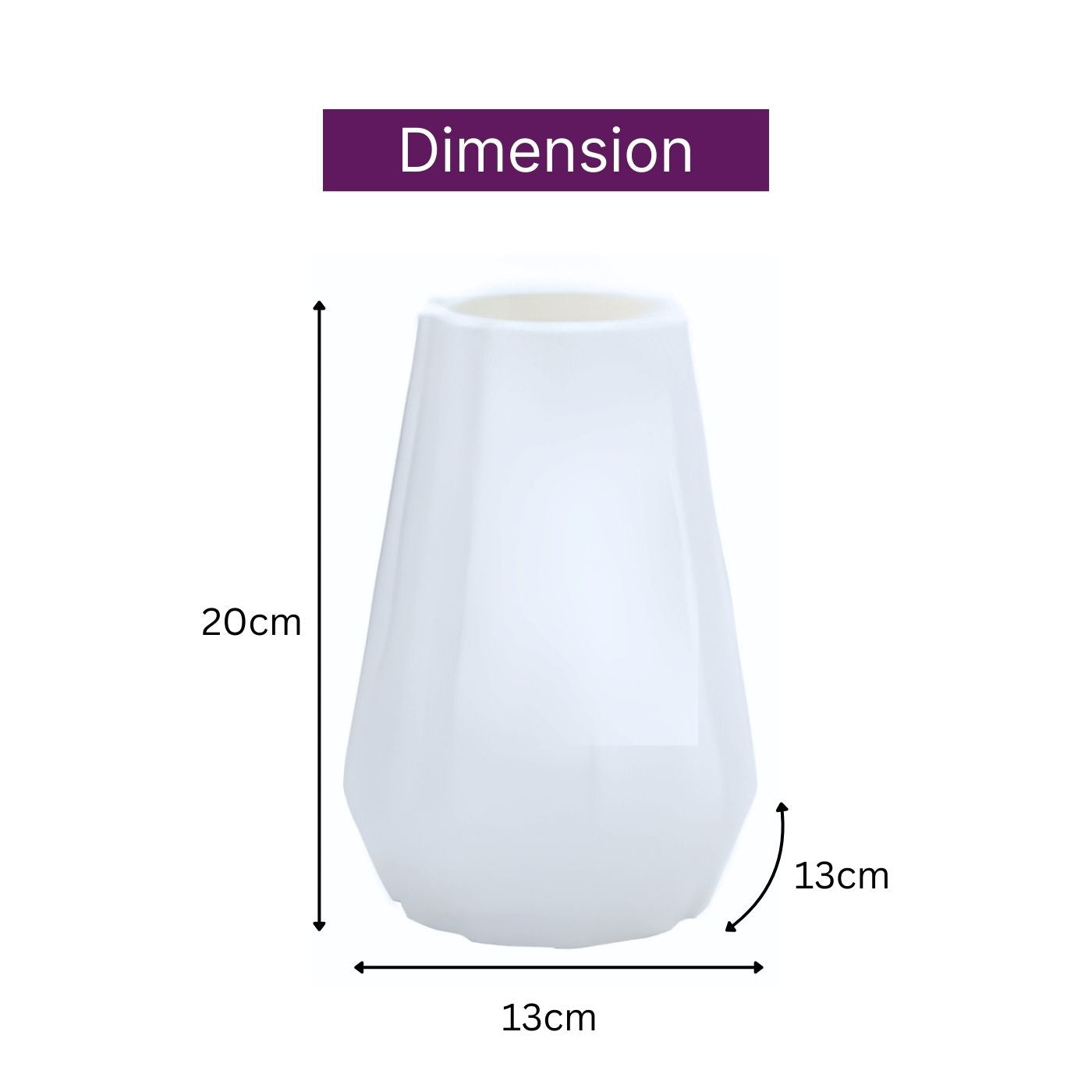 Plastic Flower Vases for Home Decor, Bedroom, Centrepiece Living Room, Office Decoration (White)