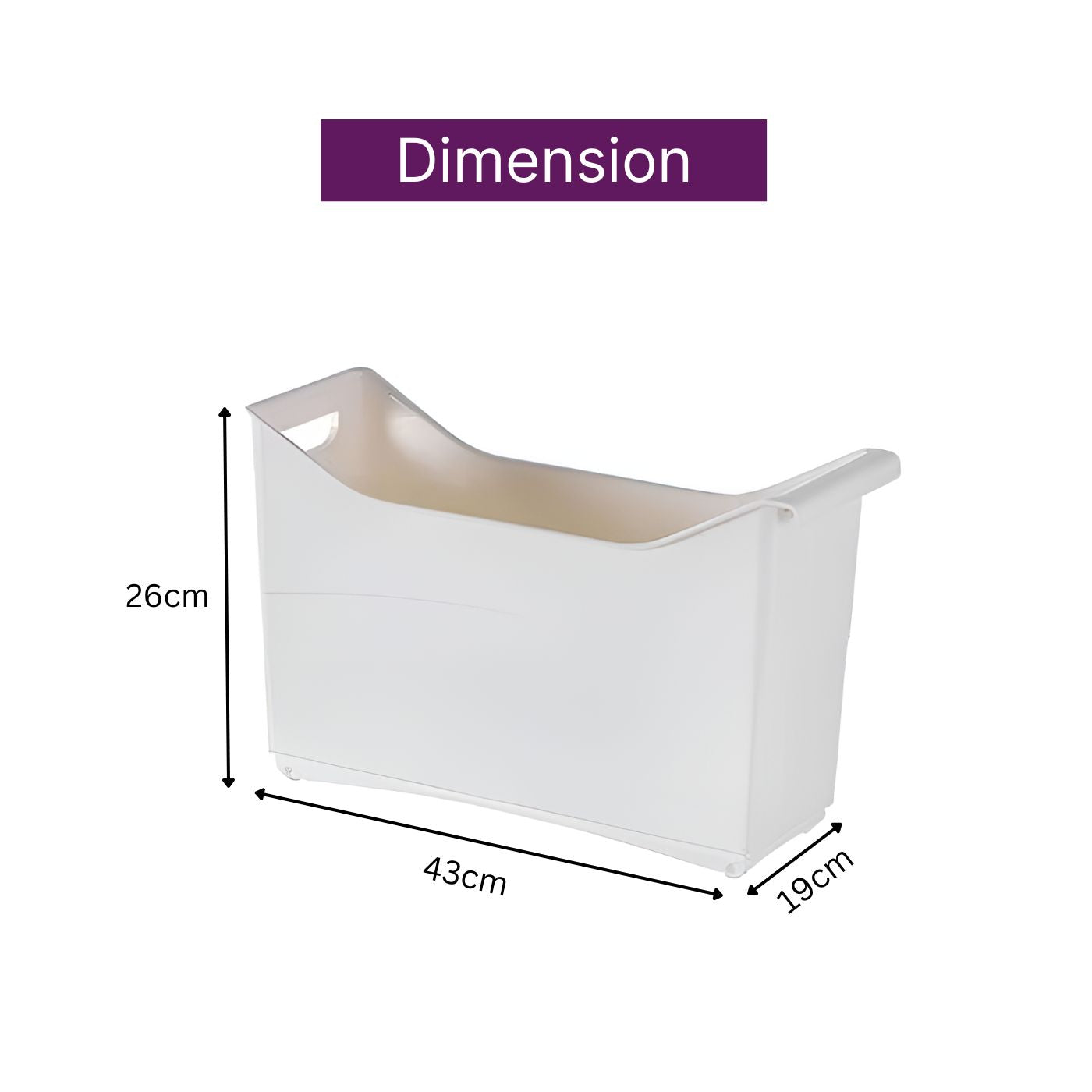 Multi-Purpose Storage Basket with Wheels Portable Organizer for Kitchen, Bathroom, and Under-Sink Storage Bin (43cm x 19cm x 26cm) White