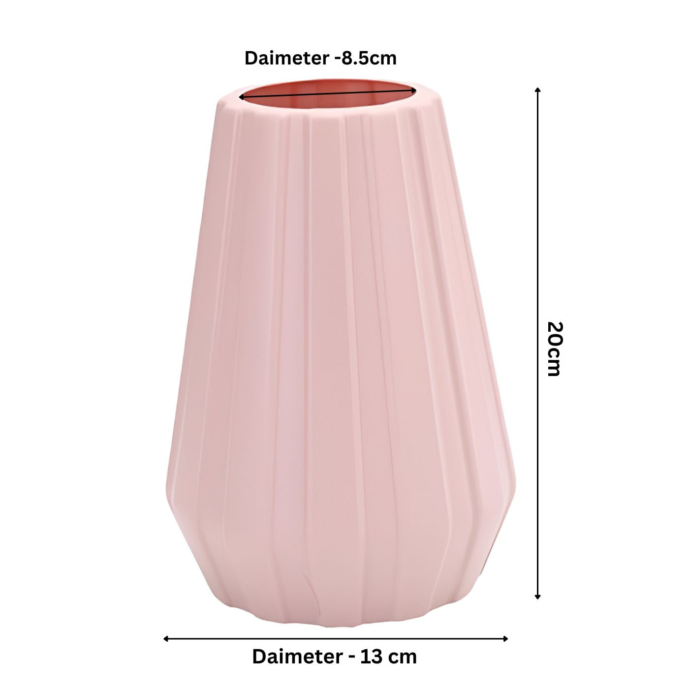 Plastic Flower Vases for Home Decor, Bedroom, Centrepiece Living Room, Office Decoration (Light Pink)