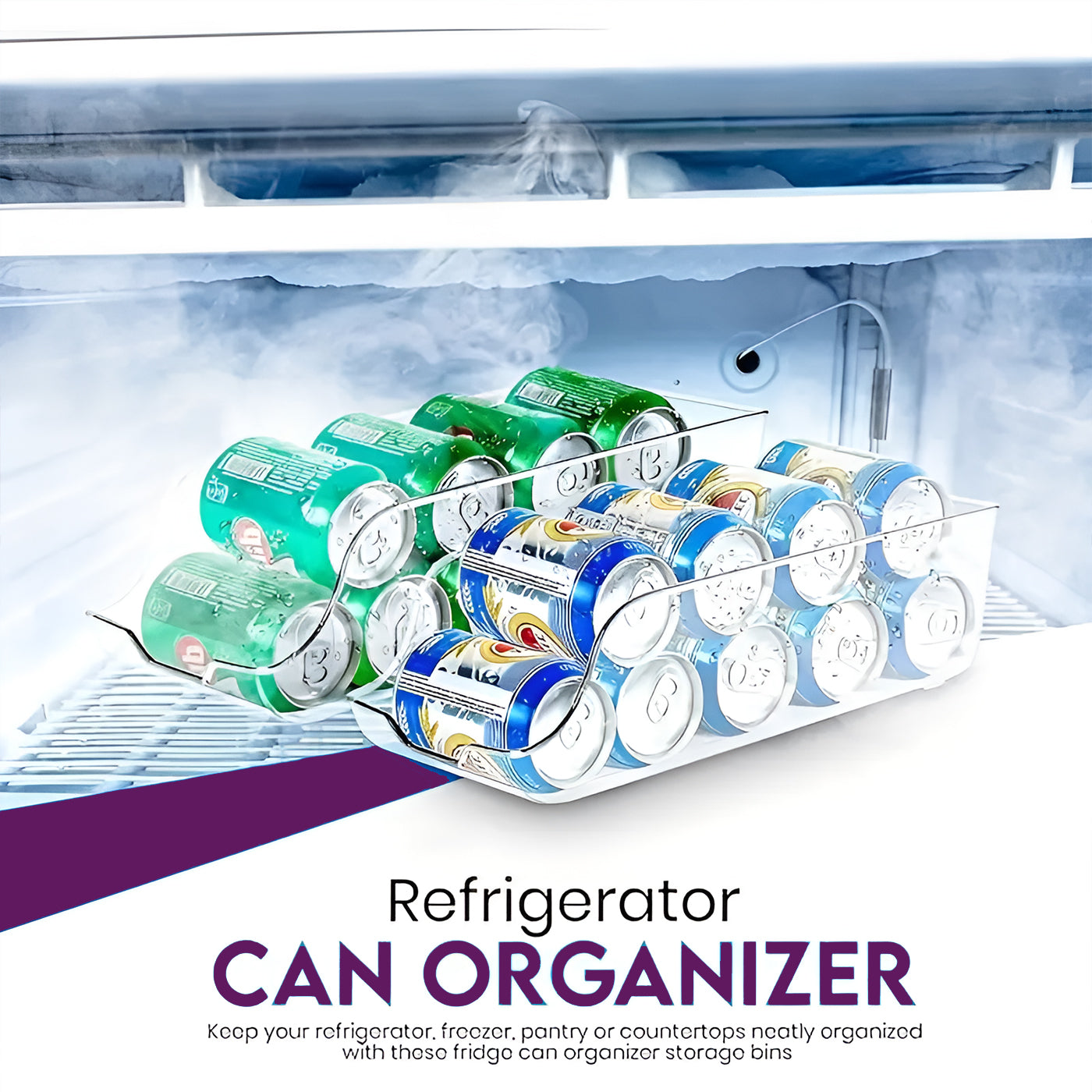 Fridge Storage Containers Soda Can Organizer Bins for Drinks & Beverages Multipurpose for Fruits, Vegetables, & Kitchen Countertops