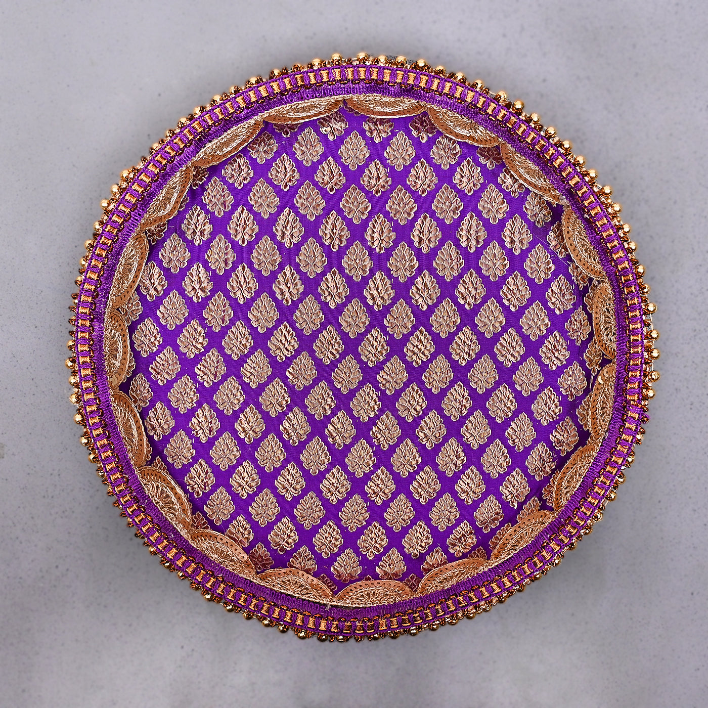 Pooja Thali with Roli, Chawal - Purple