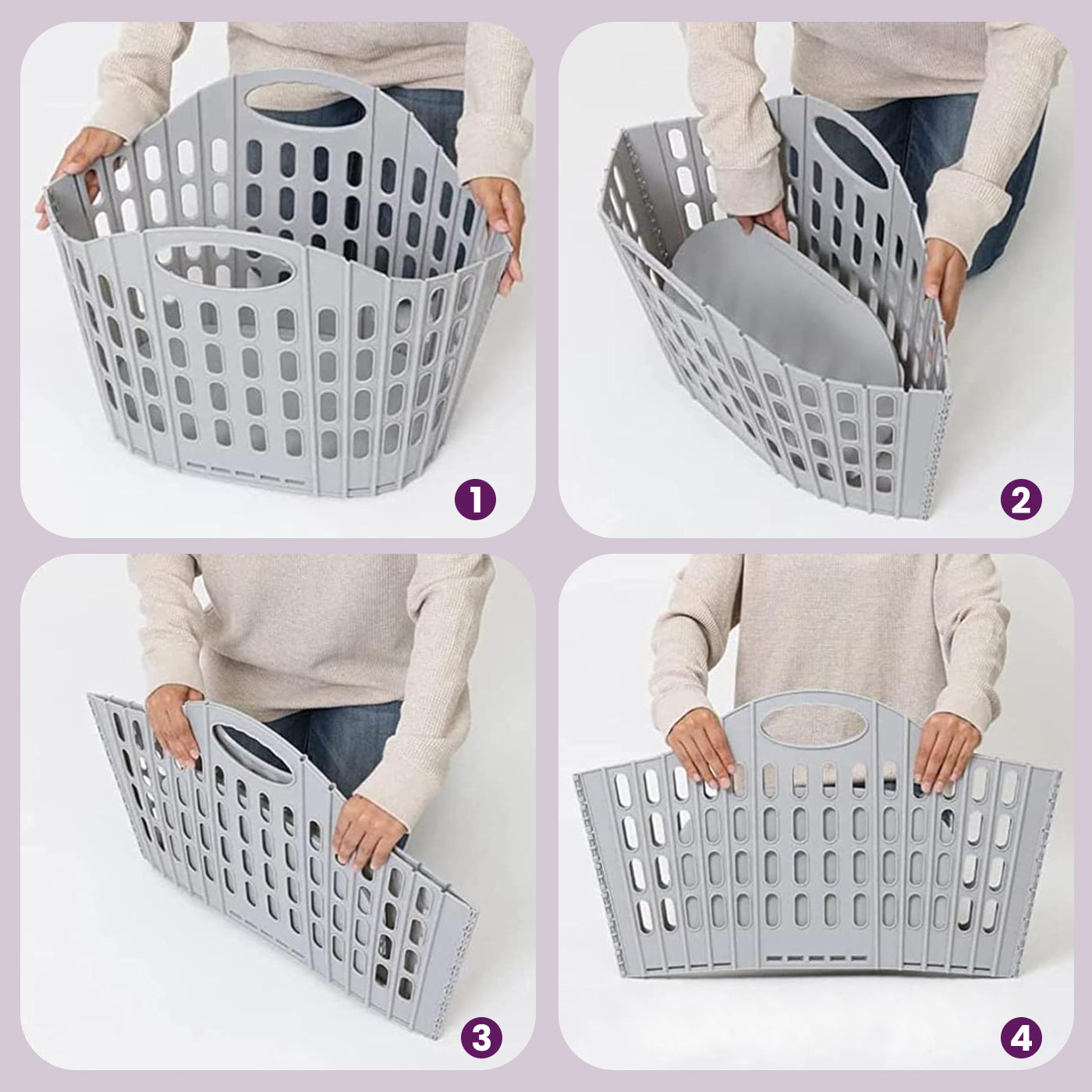 Plastic Foldable Laundry Basket for Clothes with Handle | Laundry Bag for Bathroom | Washing Clothes Storage Basket | Toy Storage Basket