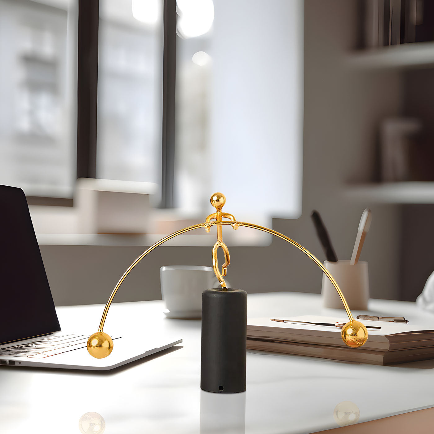 Newton's Anti-Stress Balancing Man Weightlifter Stick for Home & Office Table Decor