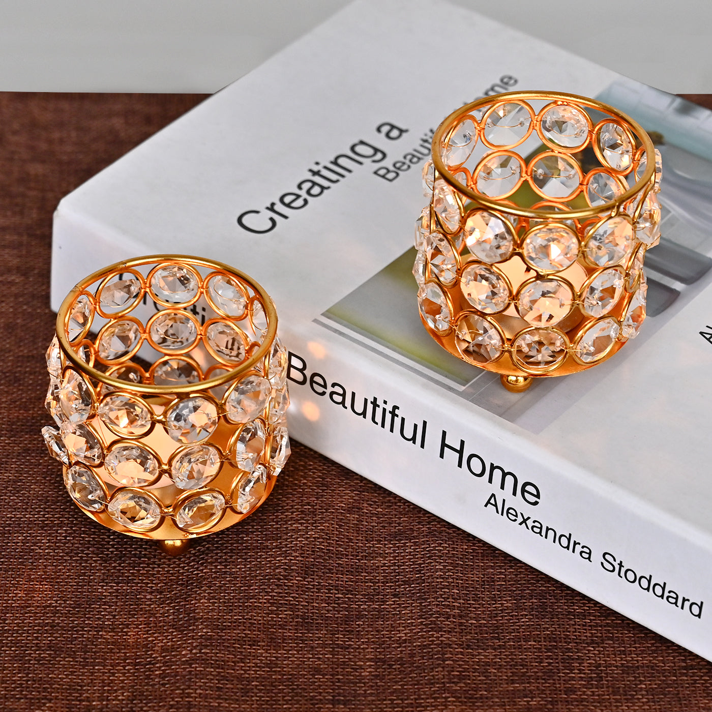 Glimmering Crystal Tea-Light Holder(Set of 2)