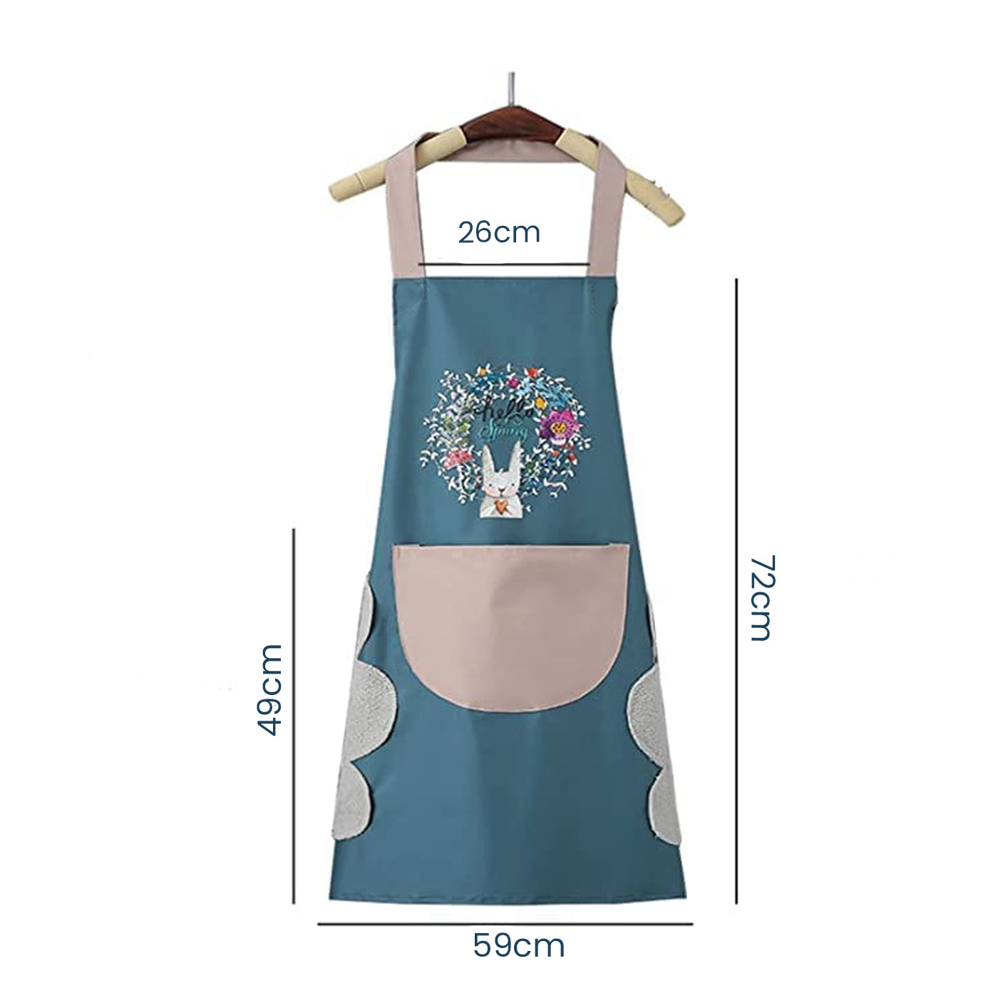 Waterproof Cooking Apron | Unisex Adjustable Apron with Front Pocket and Neck Strap | Side Coral Velvet Hands Towel for Kitchen, Cooking, Restaurant