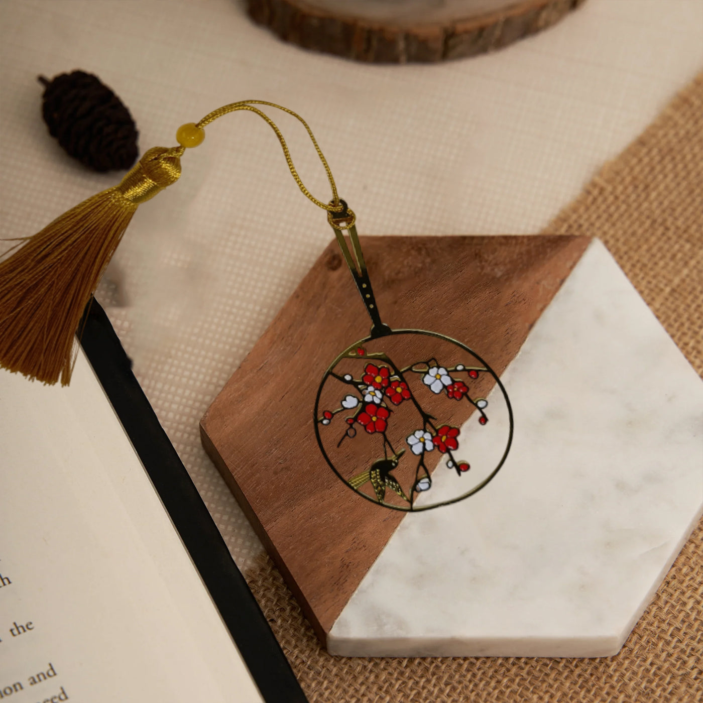 Brass Bookmarks Handcrafted Flower Design Multicolor Bookmark with Tassel Gift for Teachers, Readers , Book Lovers, Student