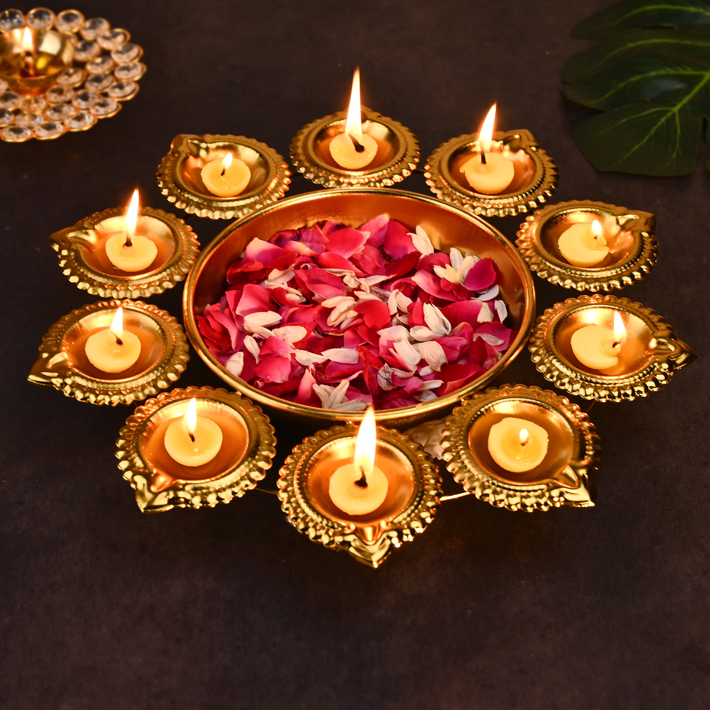DecorTwist Premium Floral Diya Decorative Urli Bowl