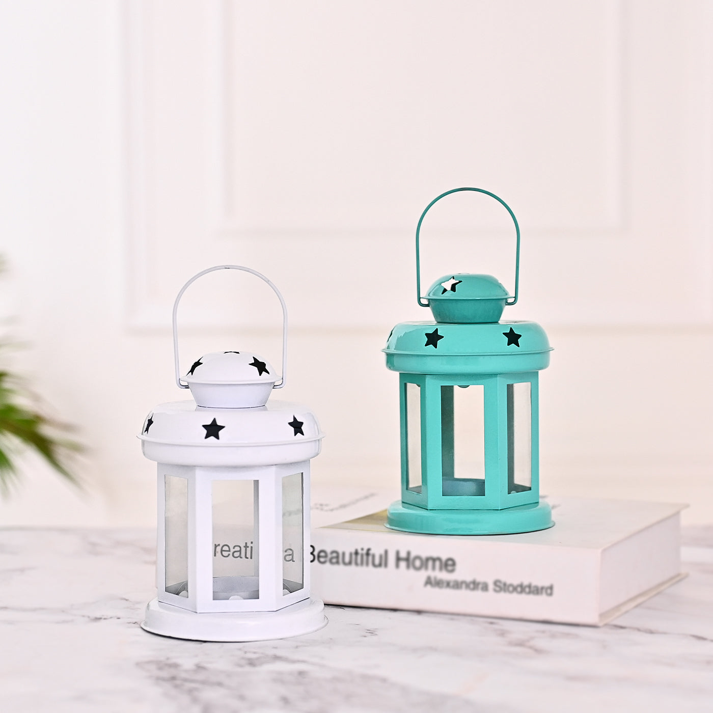 Bright Lanterns for decoration White and Teal blue