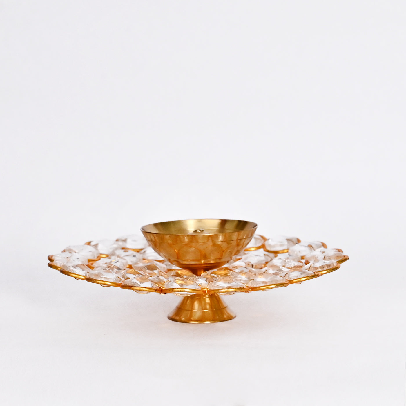 Crystal Akhand Diya Brass Oil Puja Lamp for Home and Office
