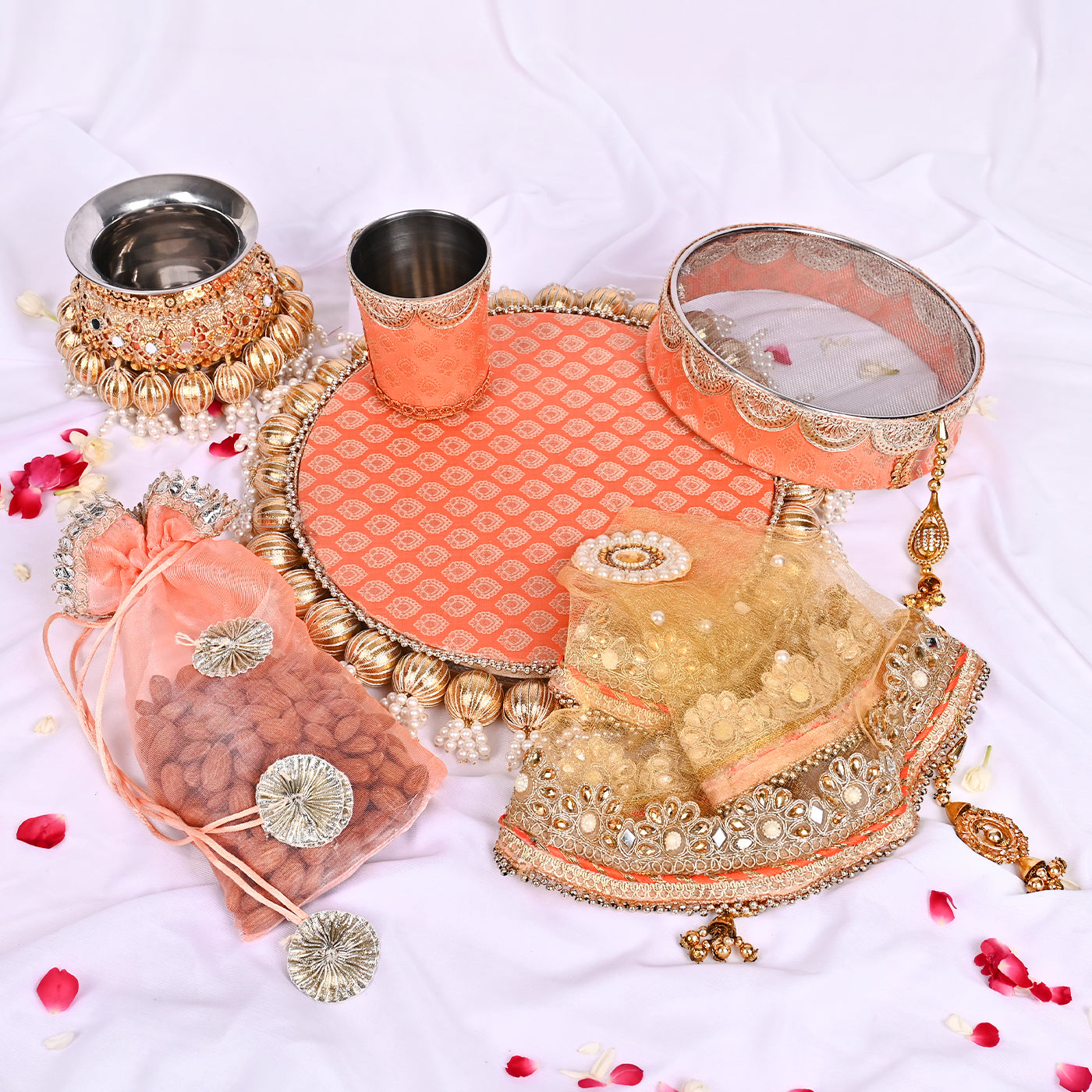 Karwa Chauth Special Thali Set - Orange