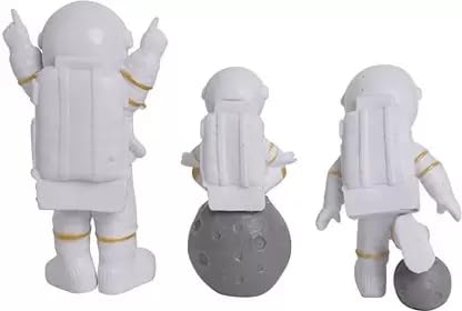 Astronaut Figure Statue Figurine Sculpture Home Office Decoration Set of 3 (Gold)