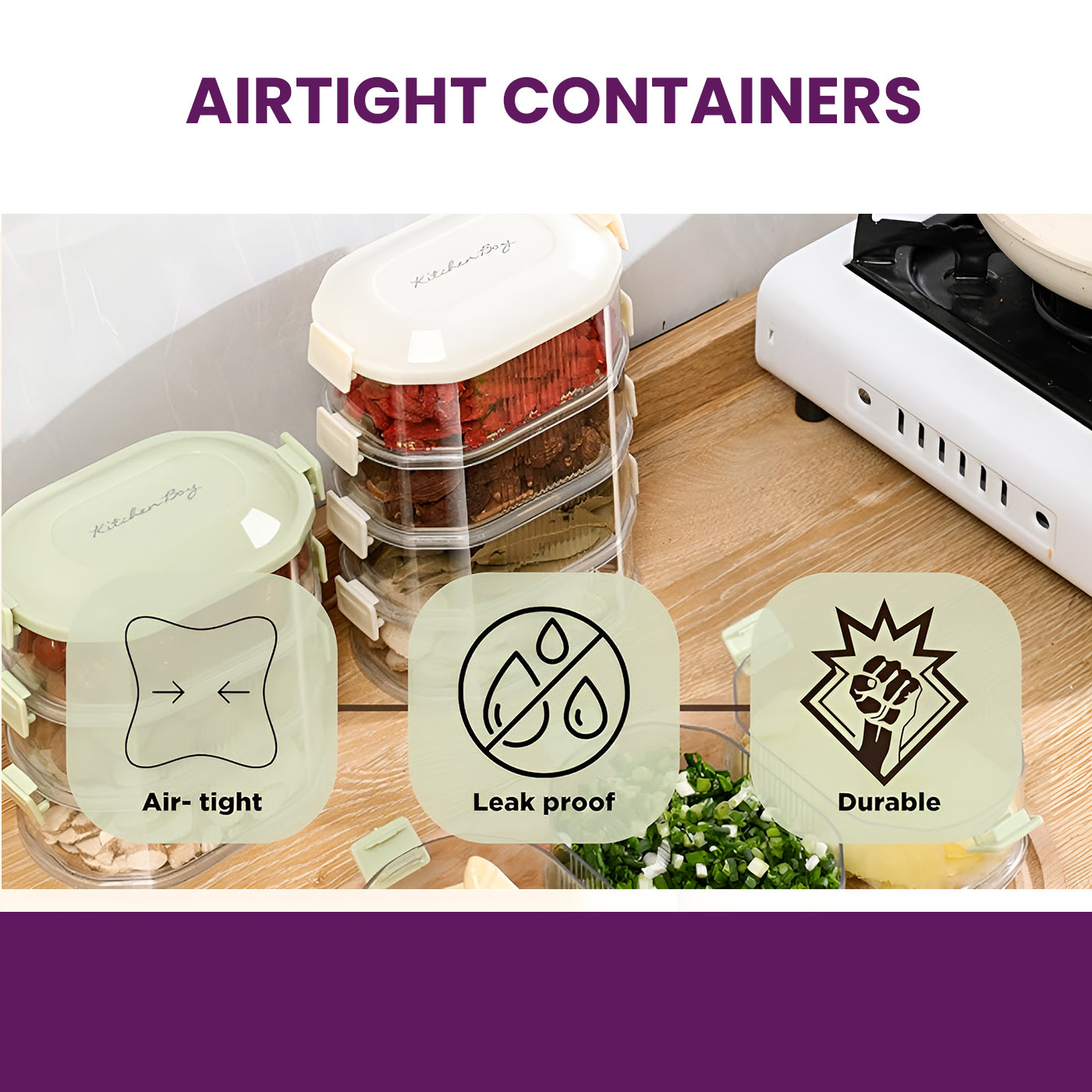 Airtight 4-Layer Spice Storage Box | Masala Containers for Kitchen Organization