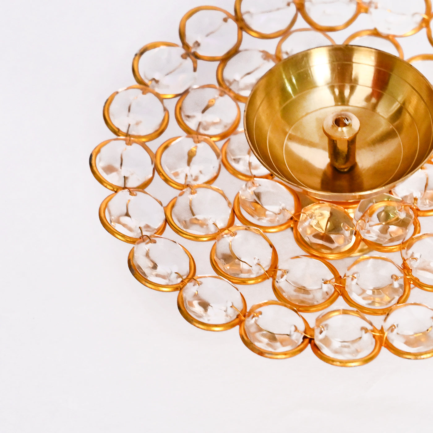 Crystal Akhand Diya Brass Oil Puja Lamp for Home and Office
