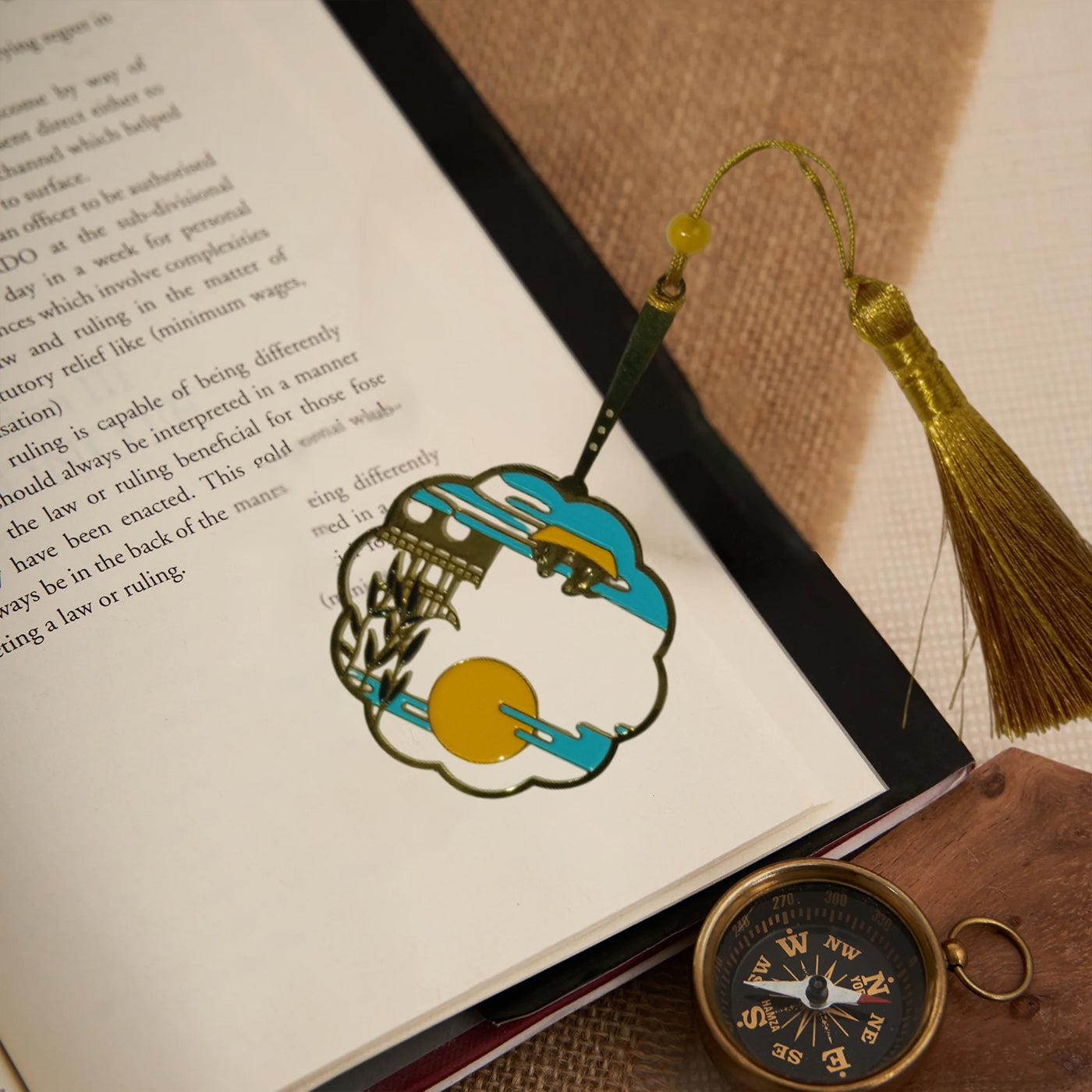 Brass Bookmarks Handcrafted Sun Design Multicolor Bookmark with Tassel Gift for Teachers, Readers , Book Lovers, Student