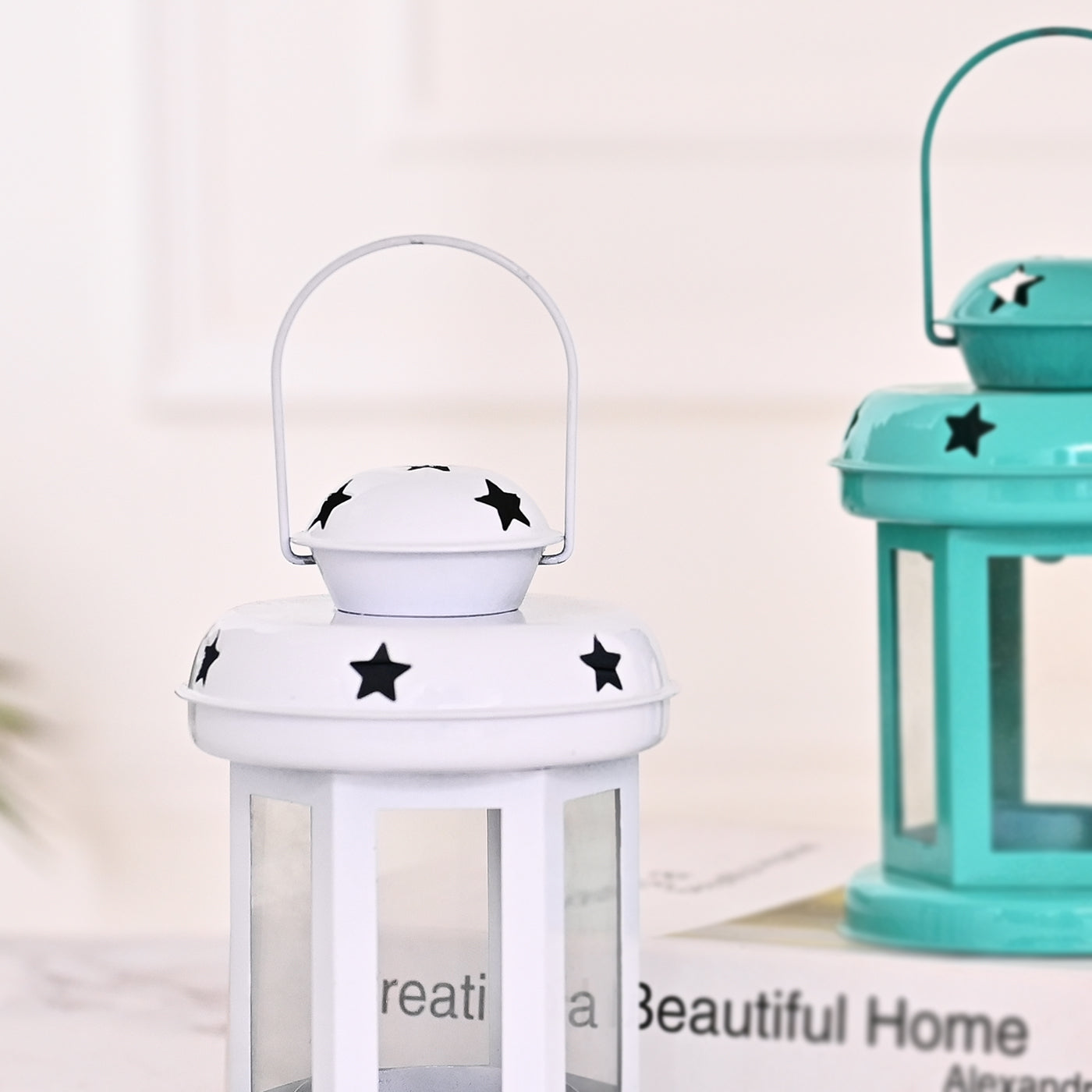 Bright Lanterns for decoration White and Teal blue