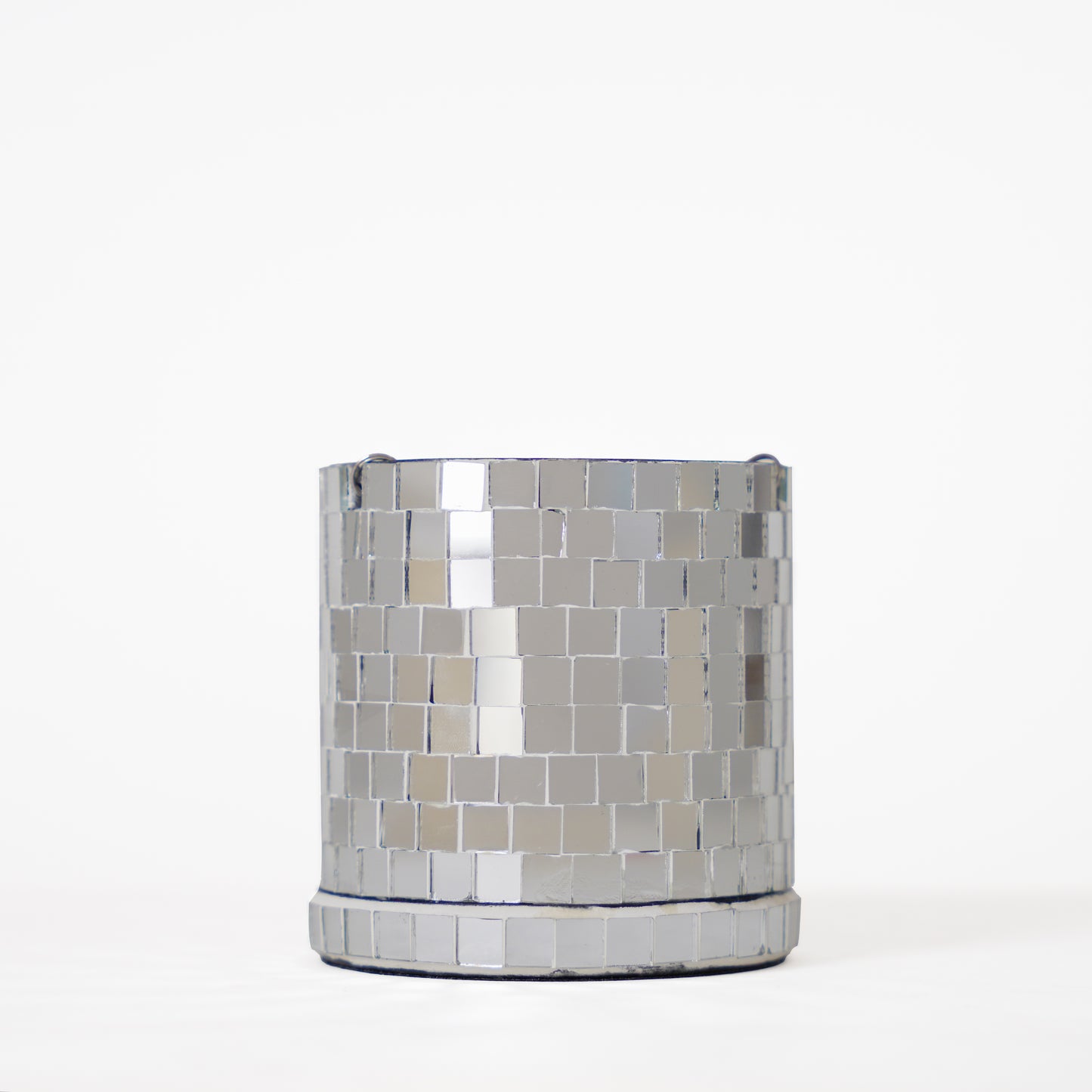 DISCO Cylindrical Metal Hanging Silver Planter with Chain for Home & Office Decor