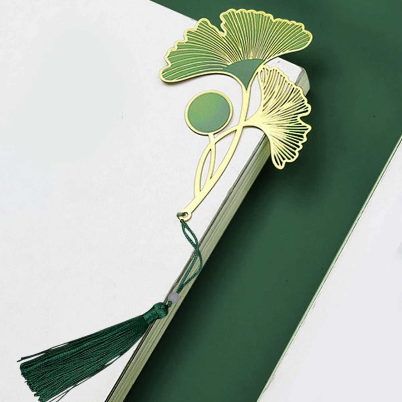 Brass Bookmarks Handcrafted Flower Design Green Bookmark with Tassel Gift for Teachers, Readers , Book Lovers, Student