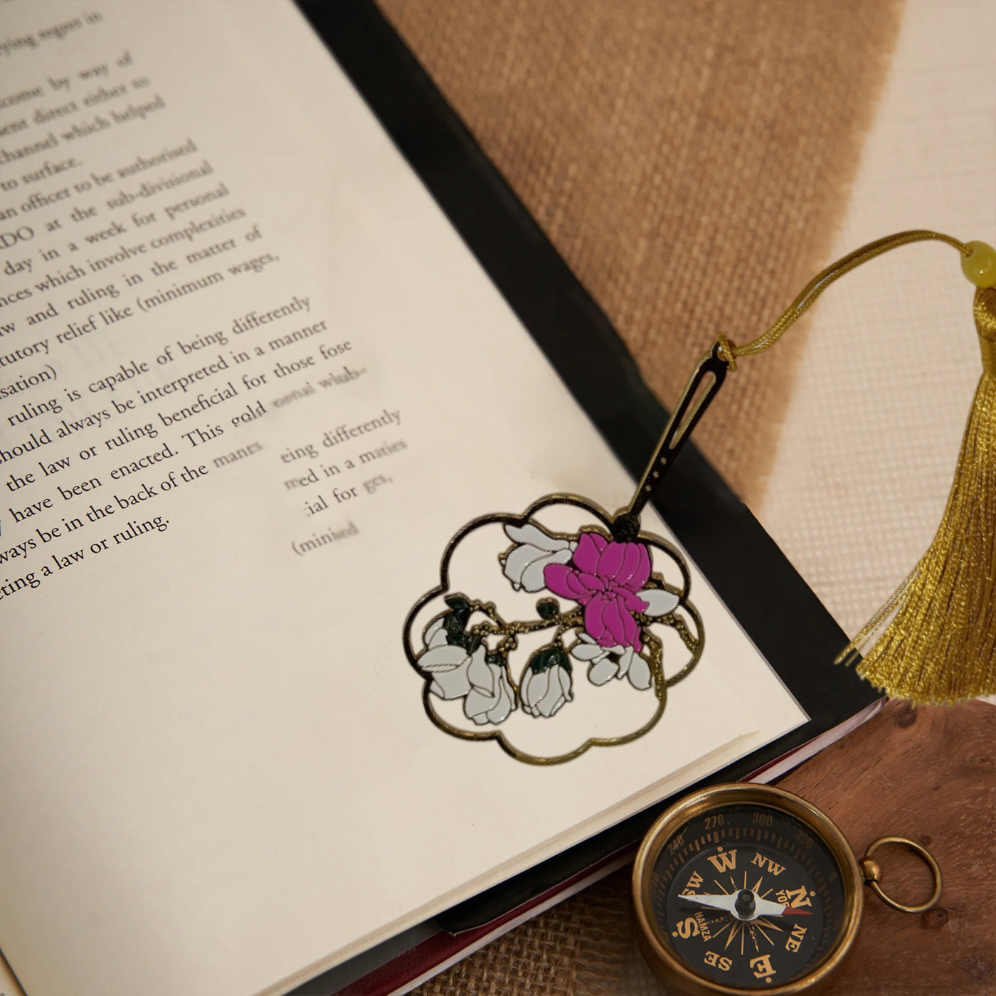 Brass Bookmarks Handcrafted Flower Design Multicolor Bookmark with Tassel Gift for Teachers, Readers , Book Lovers, Student