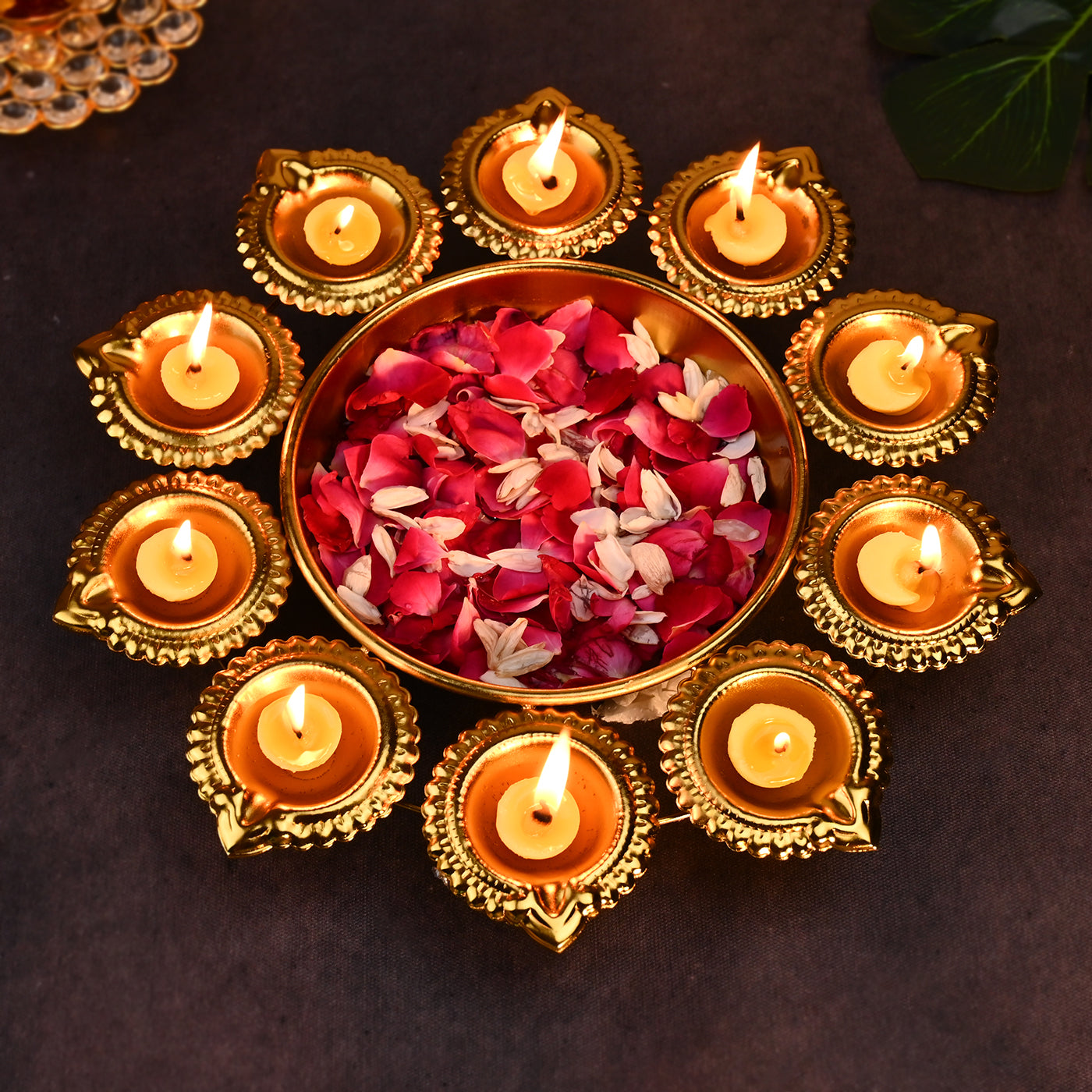 DecorTwist Premium Floral Diya Decorative Urli Bowl