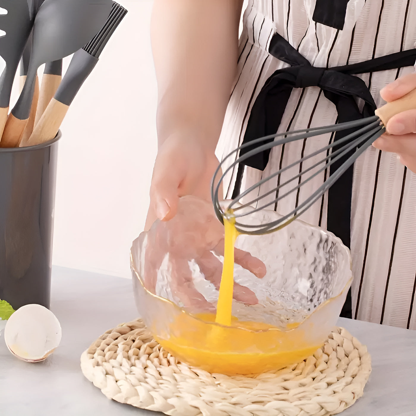 11-Piece Silicone Spatula Set | Heat-Resistant, Non-Stick & BPA-Free | Food-Grade Kitchen Utensils with Wooden Handle | Perfect for Cooking, Baking, Mixing & Serving (Grey)