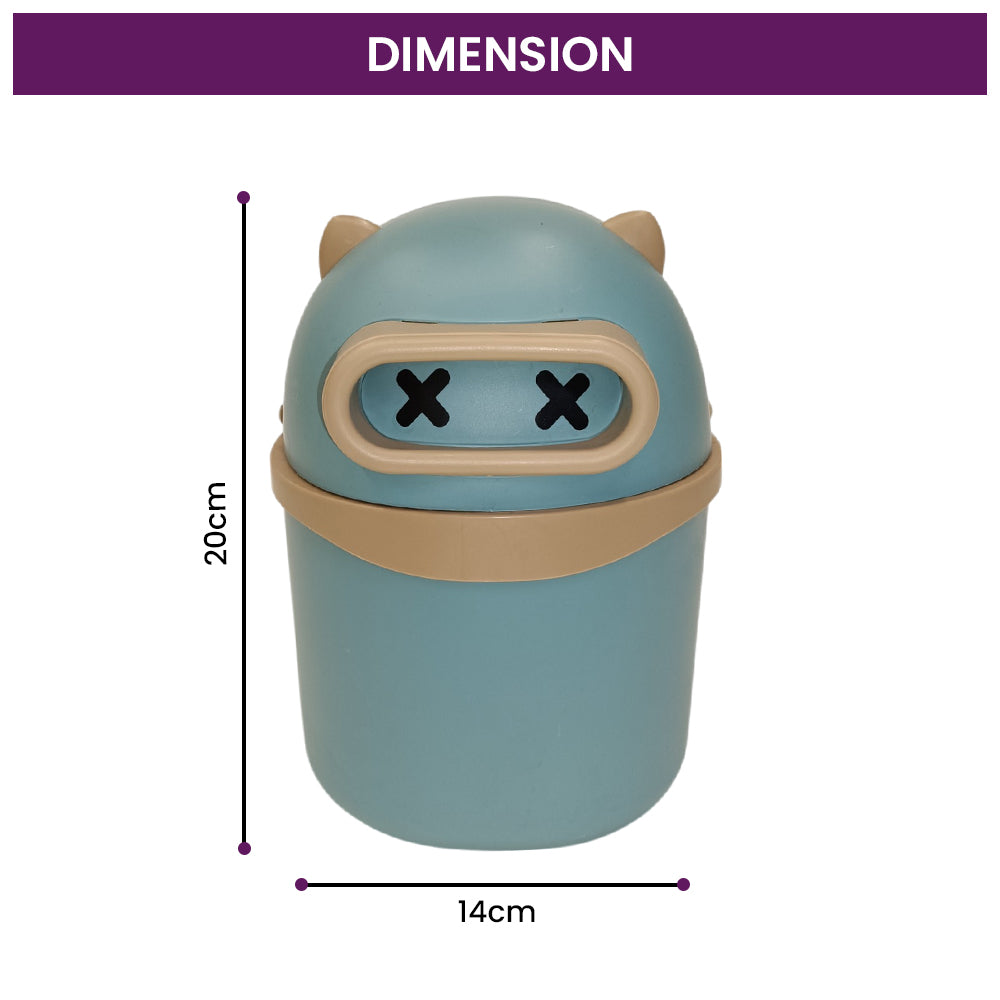 Plastic Mini Table Desk Dustbin with Swing Lid for Home, Living Room, Table, Bathrooms, Kitchens, Offices (Blue)