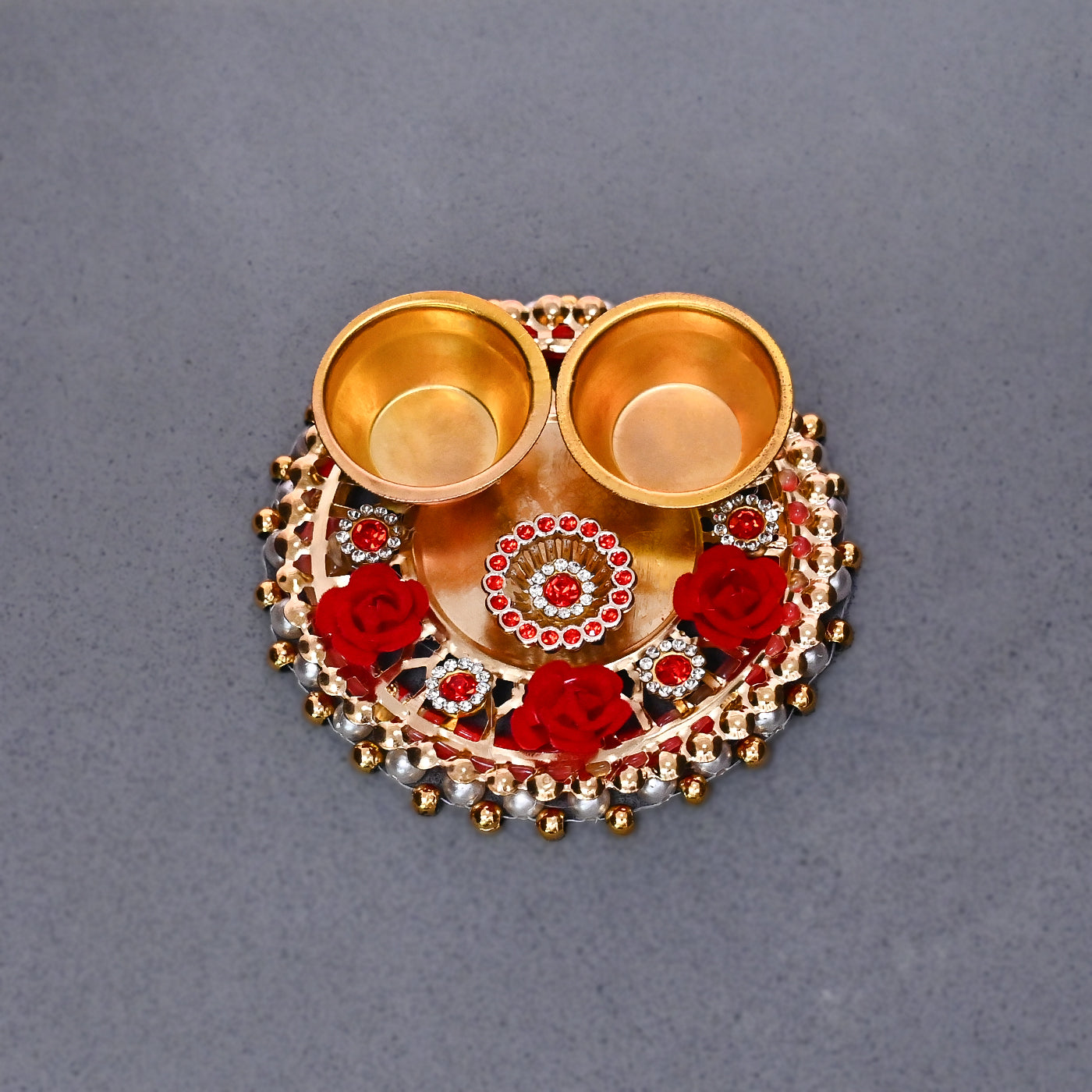 Pooja Thali with Roli, Chawal - Purple