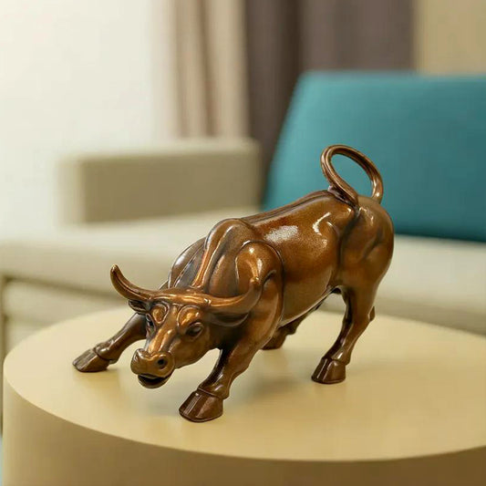Resin Wall Street Bull Statue Decorative Showpiece (Bronze)