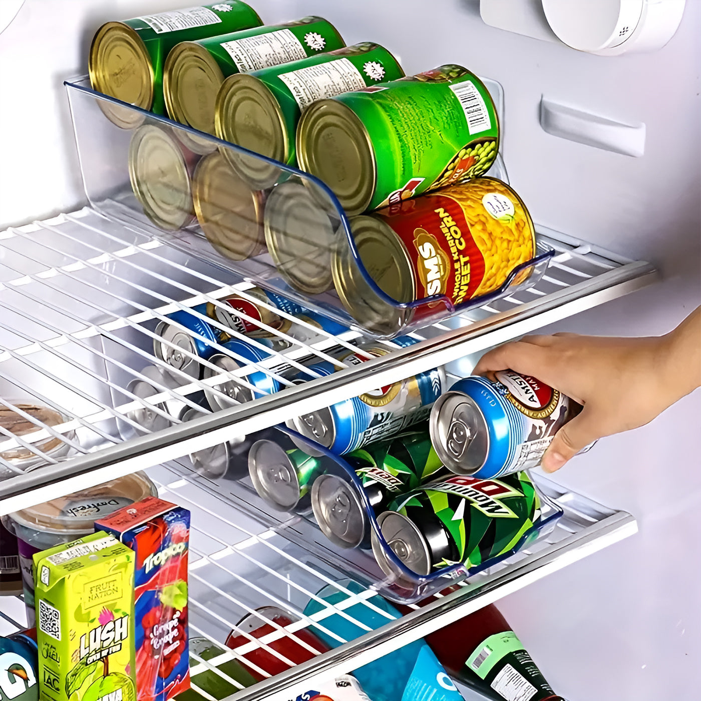 Fridge Storage Containers Soda Can Organizer Bins for Drinks & Beverages Multipurpose for Fruits, Vegetables, & Kitchen Countertops