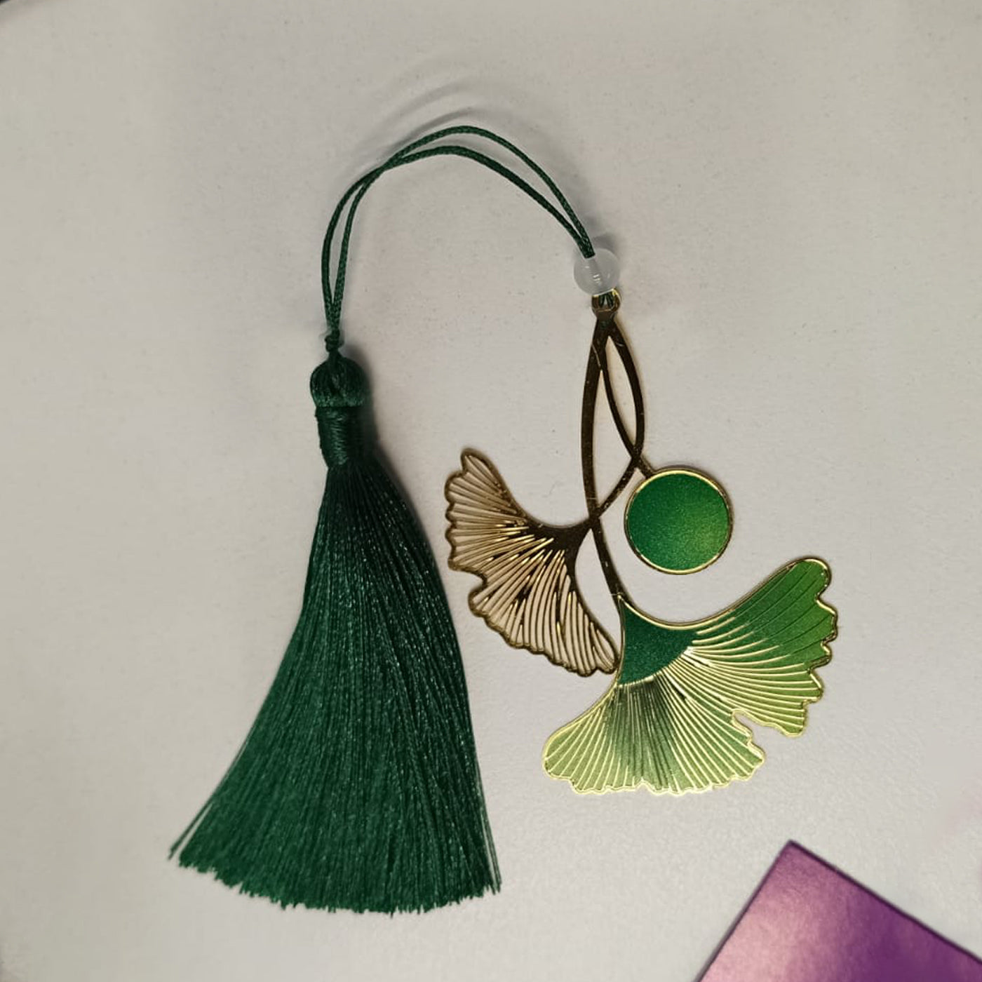 Brass Bookmarks Handcrafted Flower Design Green Bookmark with Tassel Gift for Teachers, Readers , Book Lovers, Student
