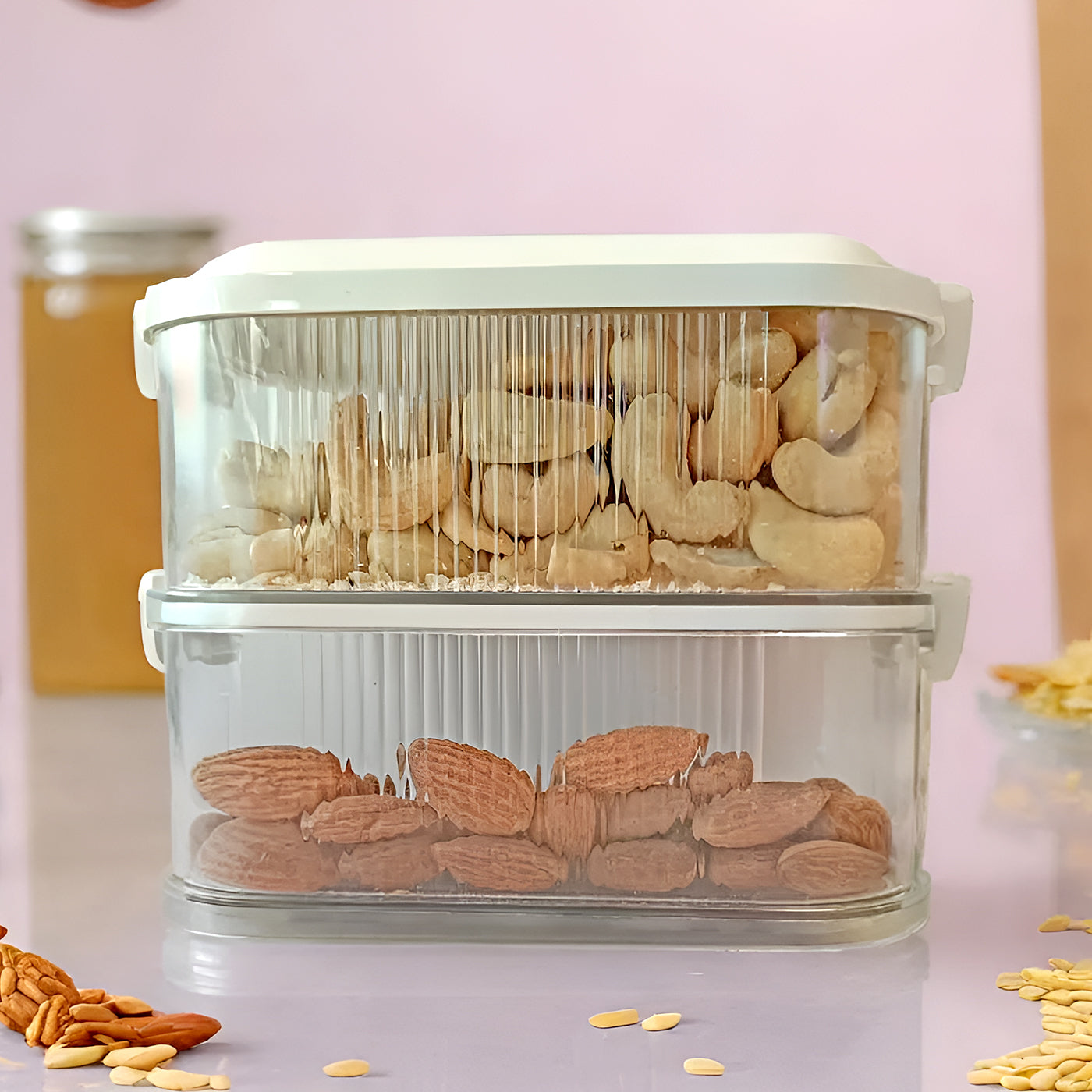 Airtight 2-Layer Spice Storage Box | Masala Containers for Kitchen Organization