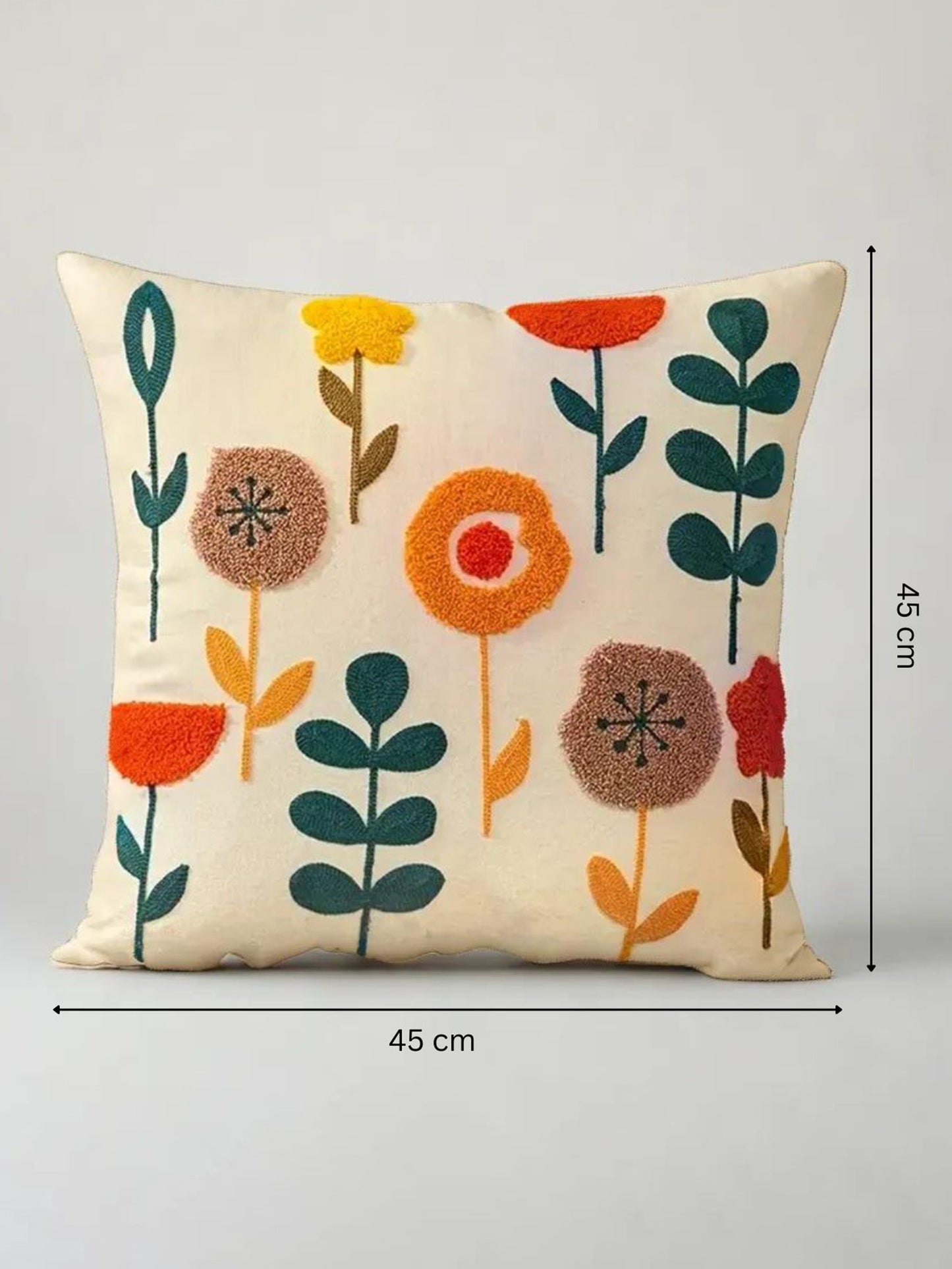 Cotton Cushion Cover | Knitted Throw Pillow Case 45 x 45 cm | Soft & Stylish (White)