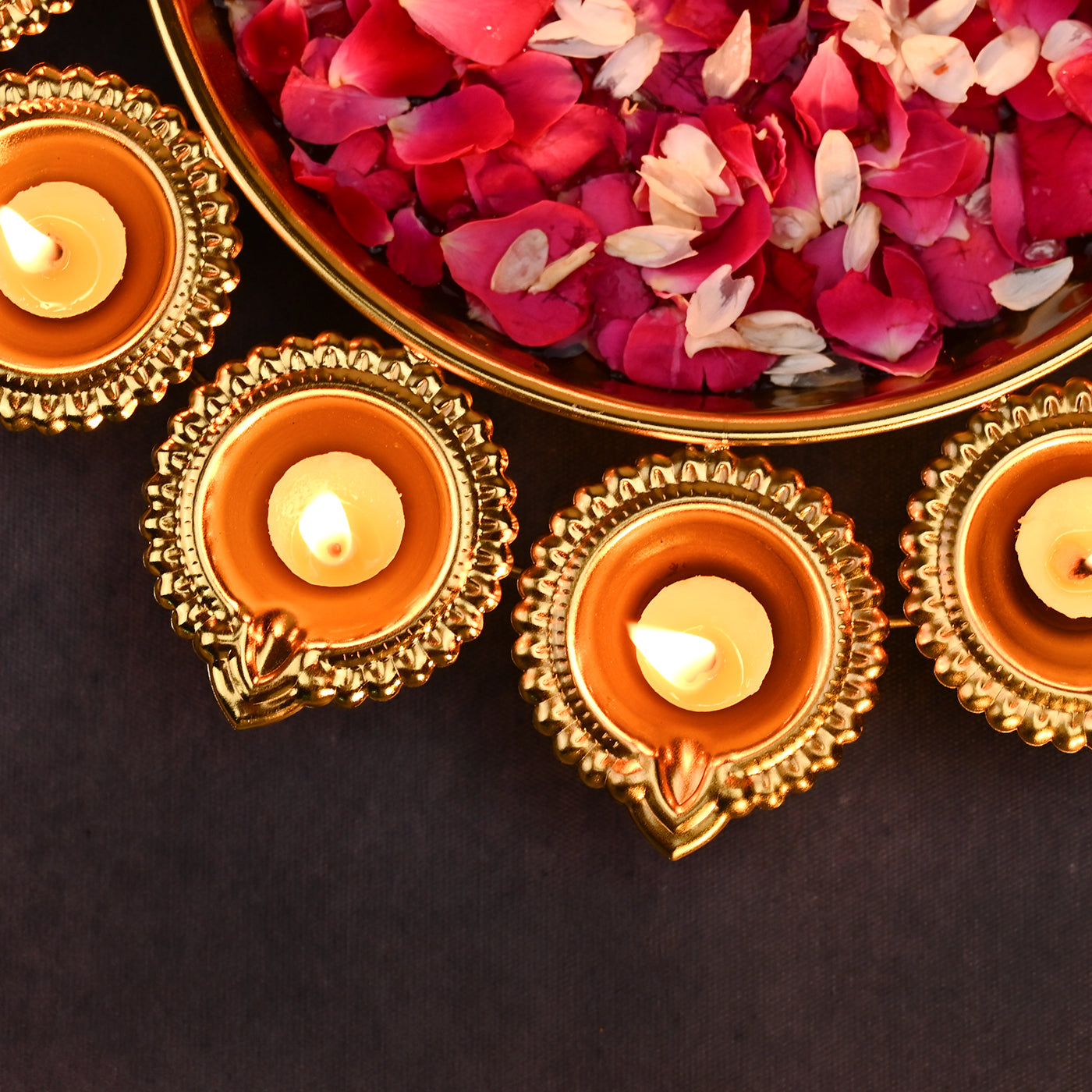DecorTwist Premium Floral Diya Decorative Urli Bowl