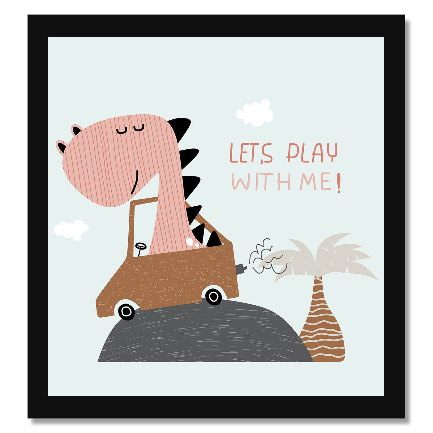 Cute Dinosaur Printed Wall Frame for Wall Decoration Wall Poster Frame for Kids Bedroom Living Room Home Decor Gift for Birthday Kids Boys and Girls