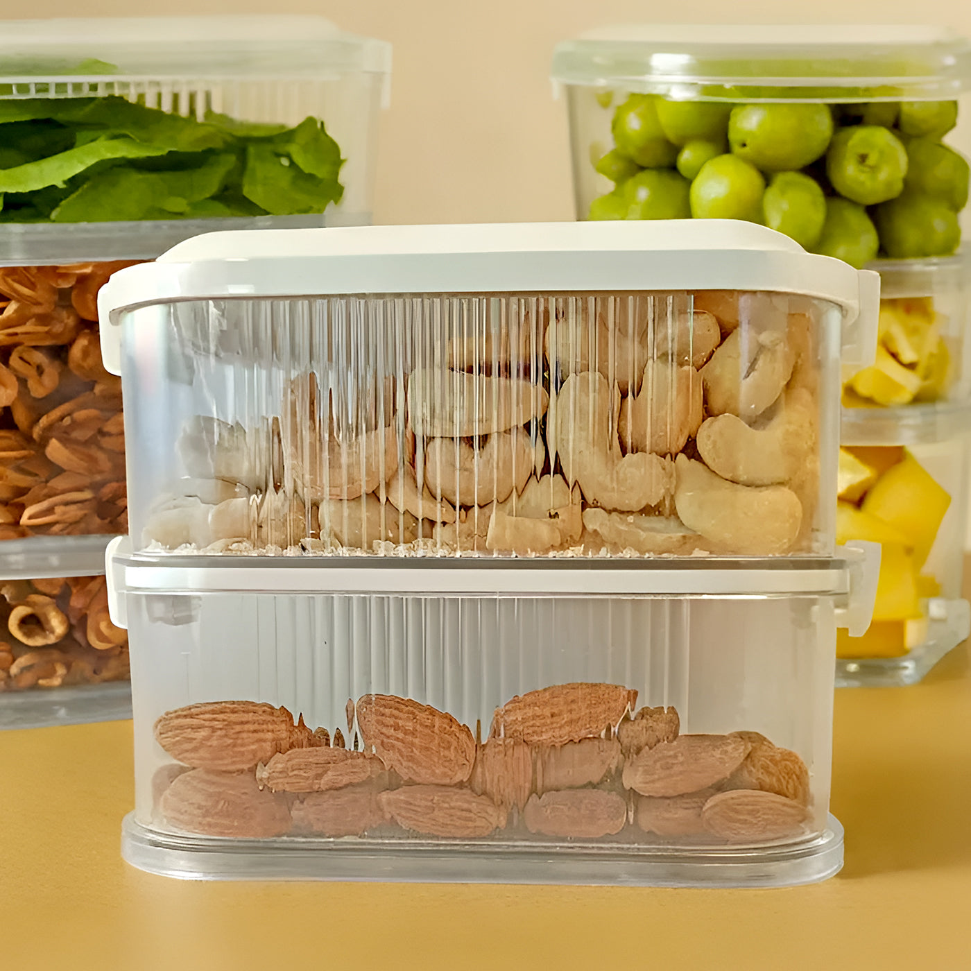 Airtight 2-Layer Spice Storage Box | Masala Containers for Kitchen Organization