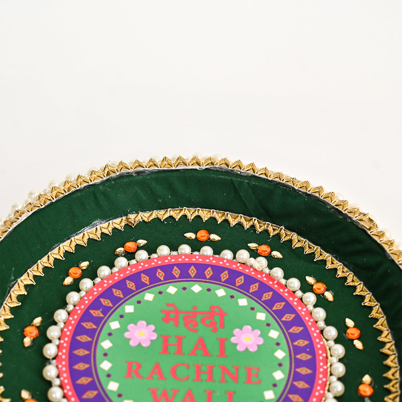 Floral Mehndi Platter-Green