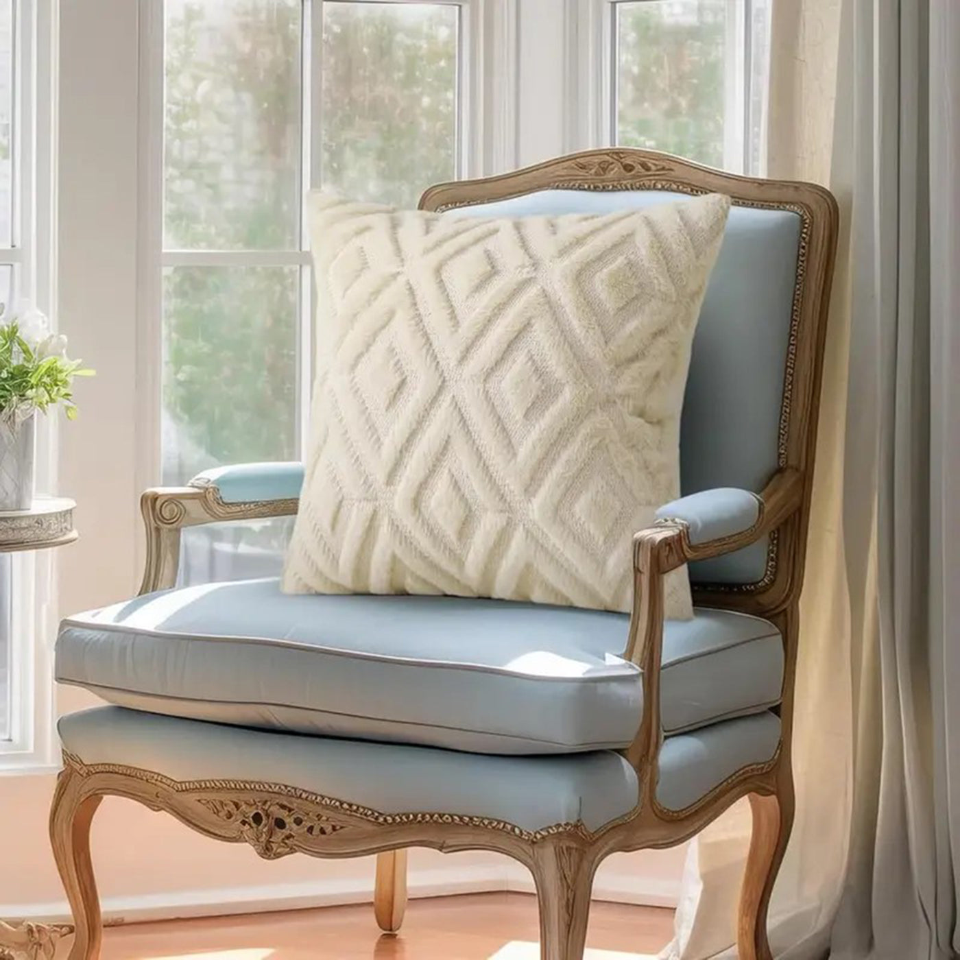 Cushion Cover | Soft Throw Pillow Case 42 x 42 cm | Sofa, Bedroom & Car Décor (White)